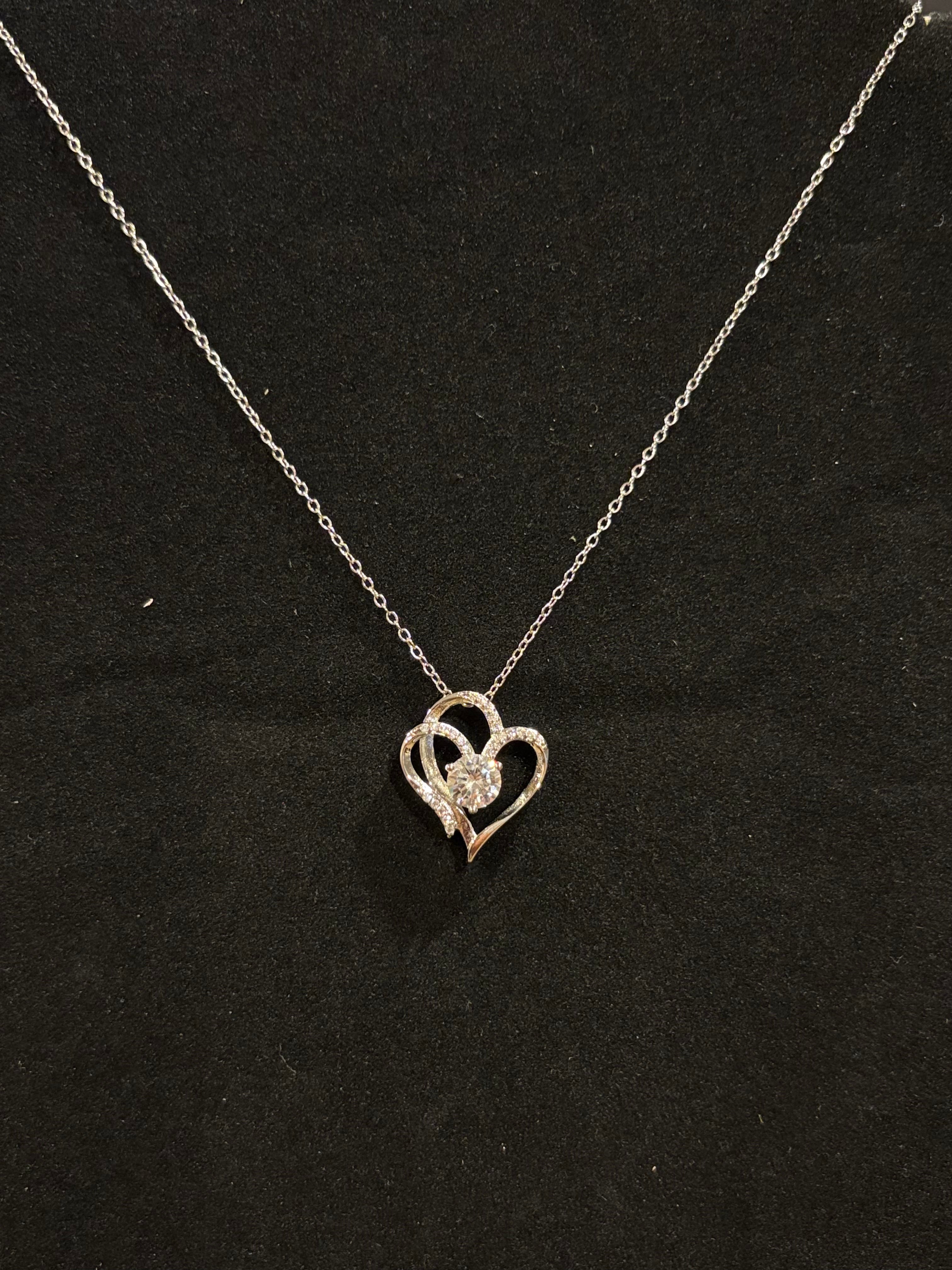 The "Interlocking Hearts" Solitaire Pendant Necklace