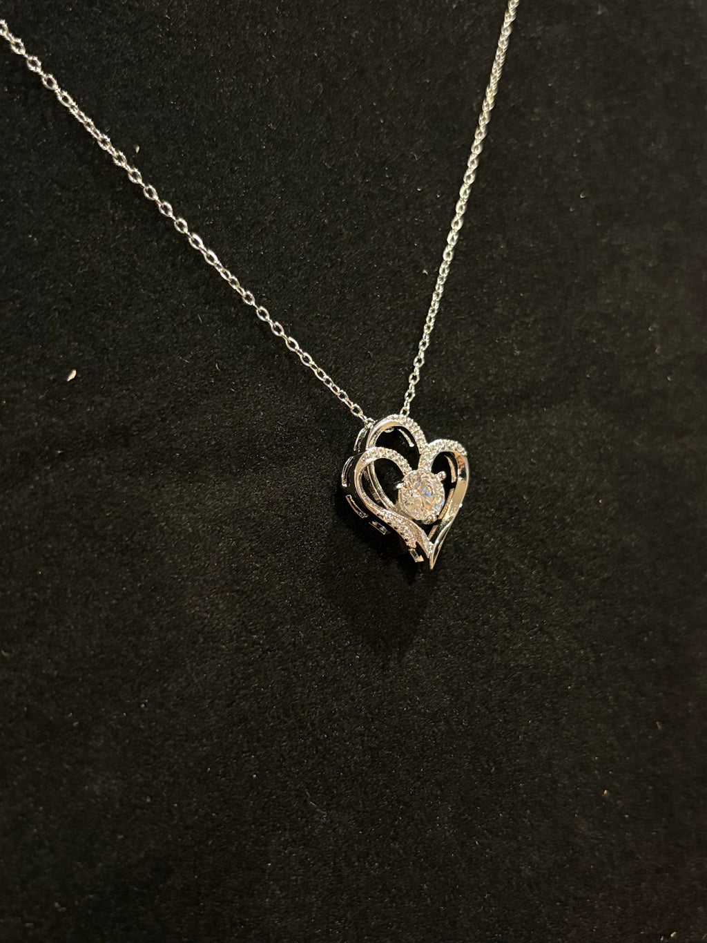 The "Interlocking Hearts" Solitaire Pendant Necklace