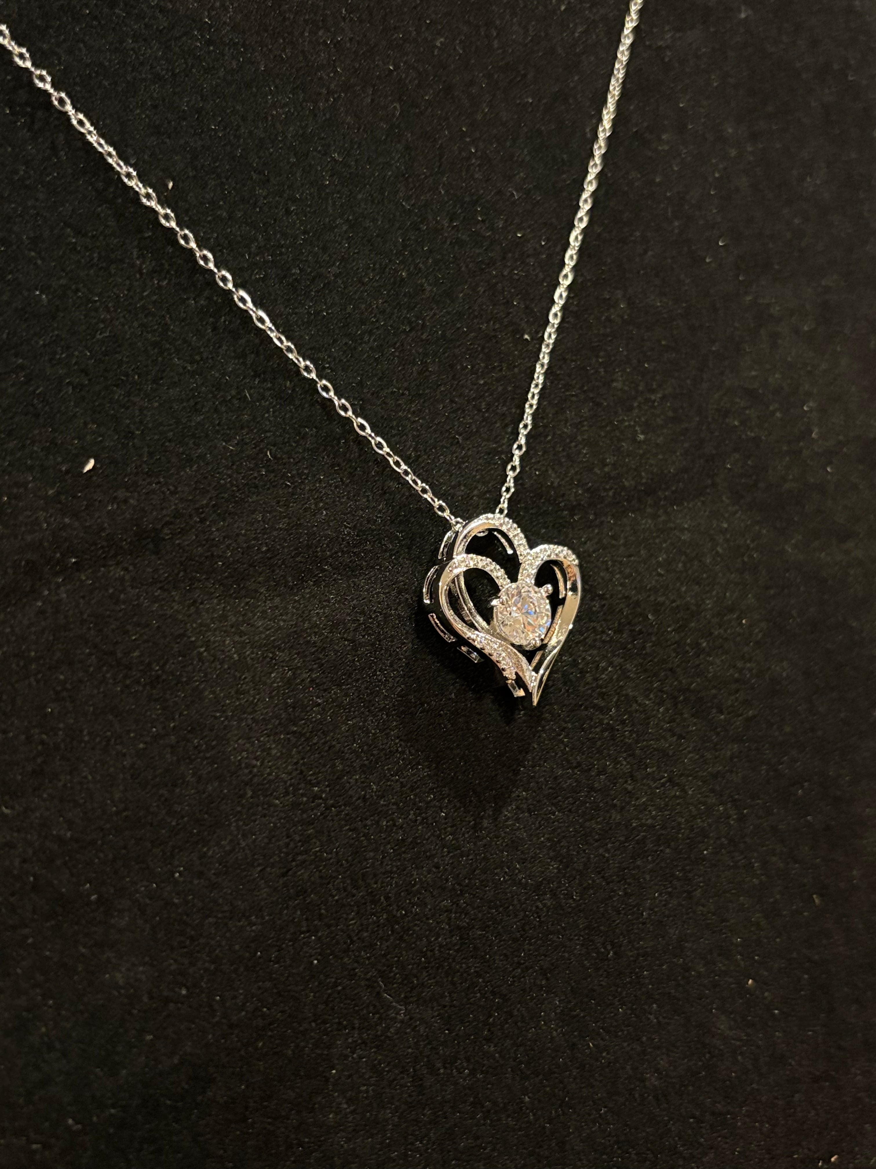 The "Interlocking Hearts" Solitaire Pendant Necklace
