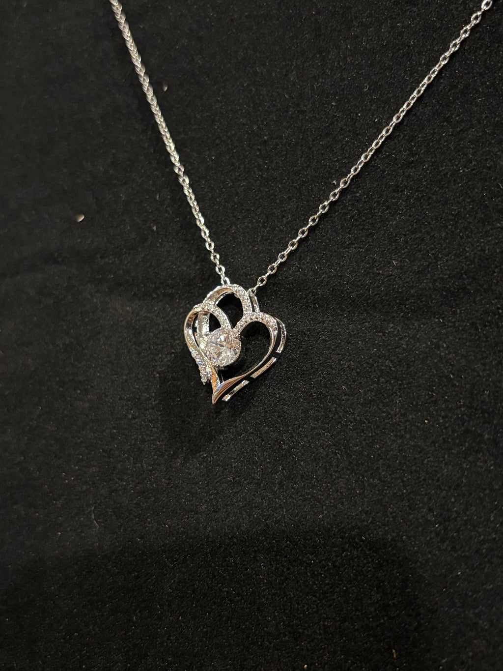 The "Interlocking Hearts" Solitaire Pendant Necklace