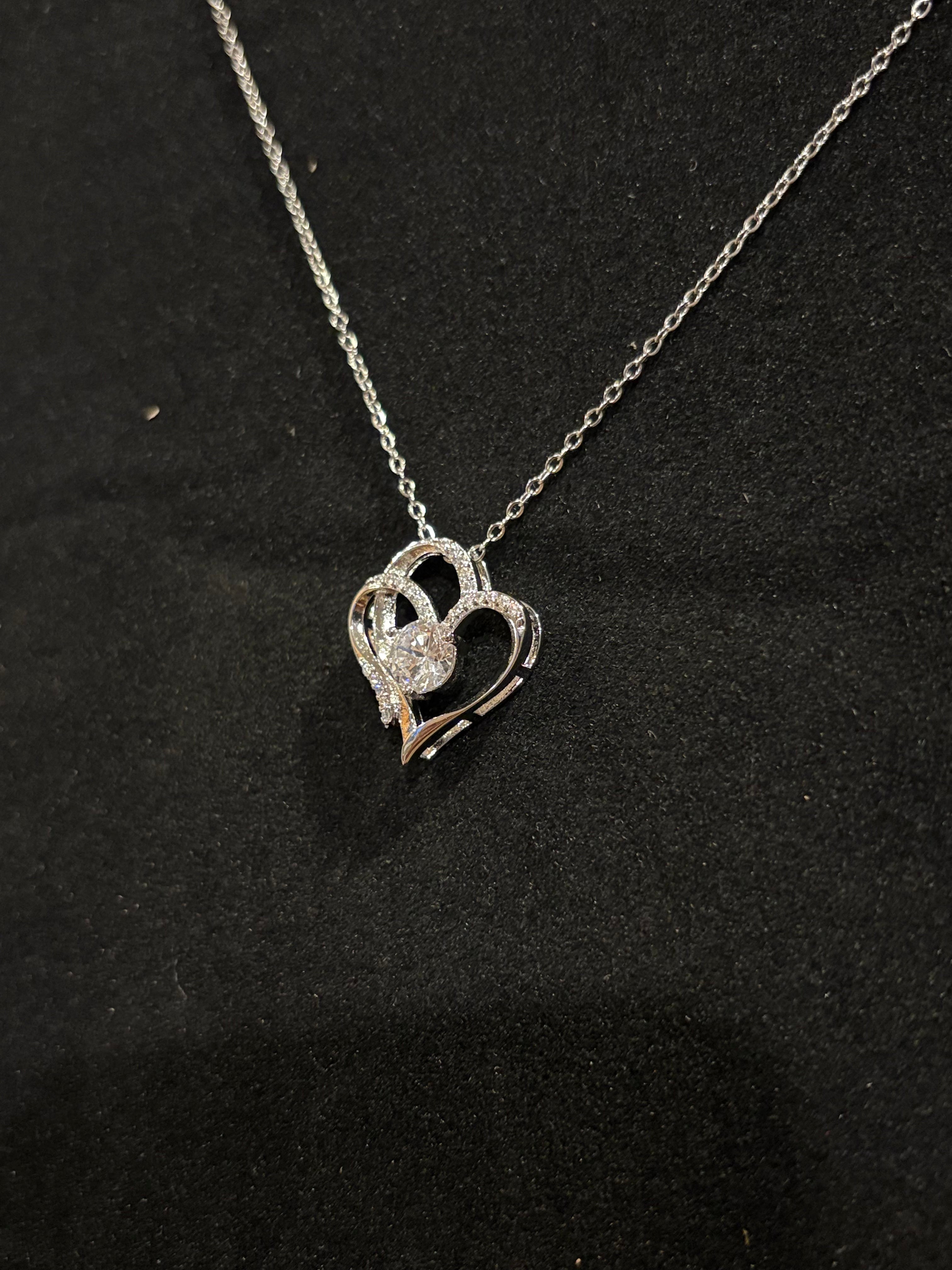 The "Interlocking Hearts" Solitaire Pendant Necklace