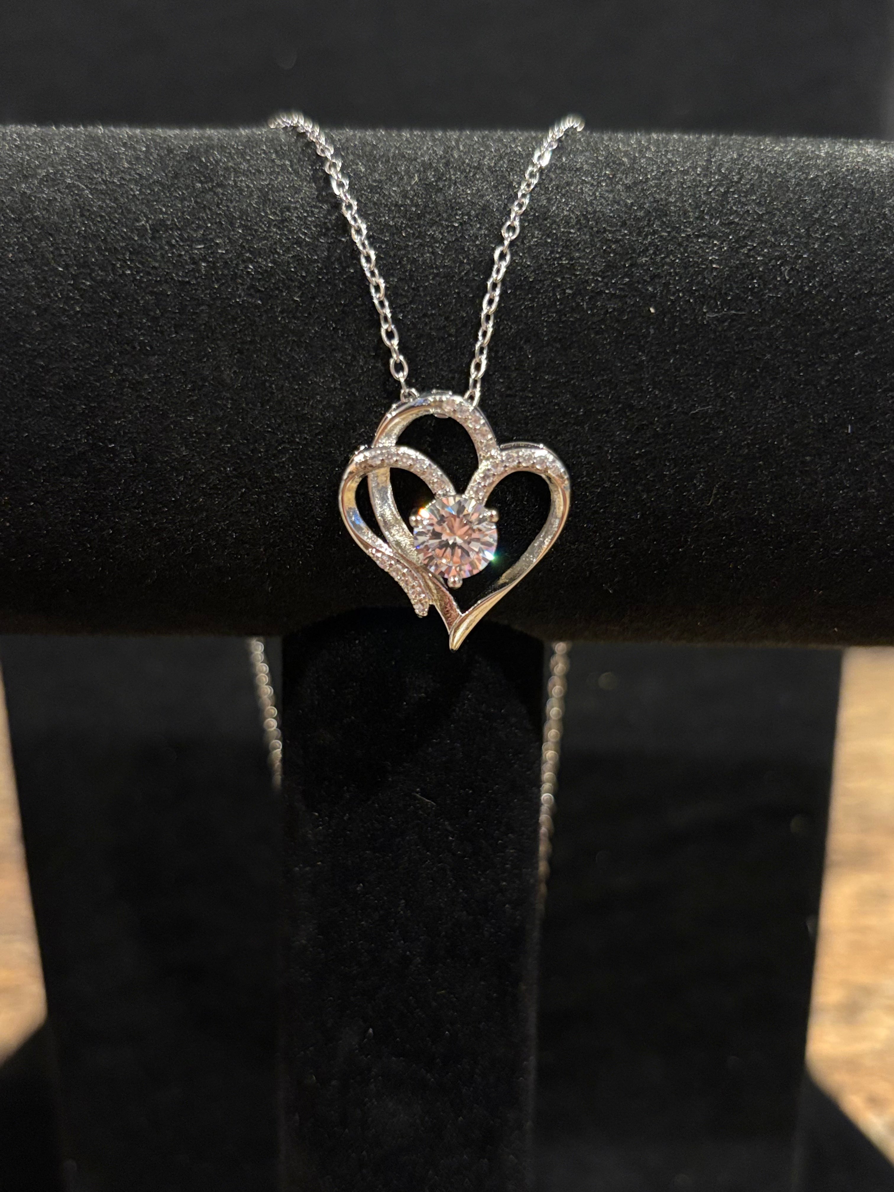 The "Interlocking Hearts" Solitaire Pendant Necklace