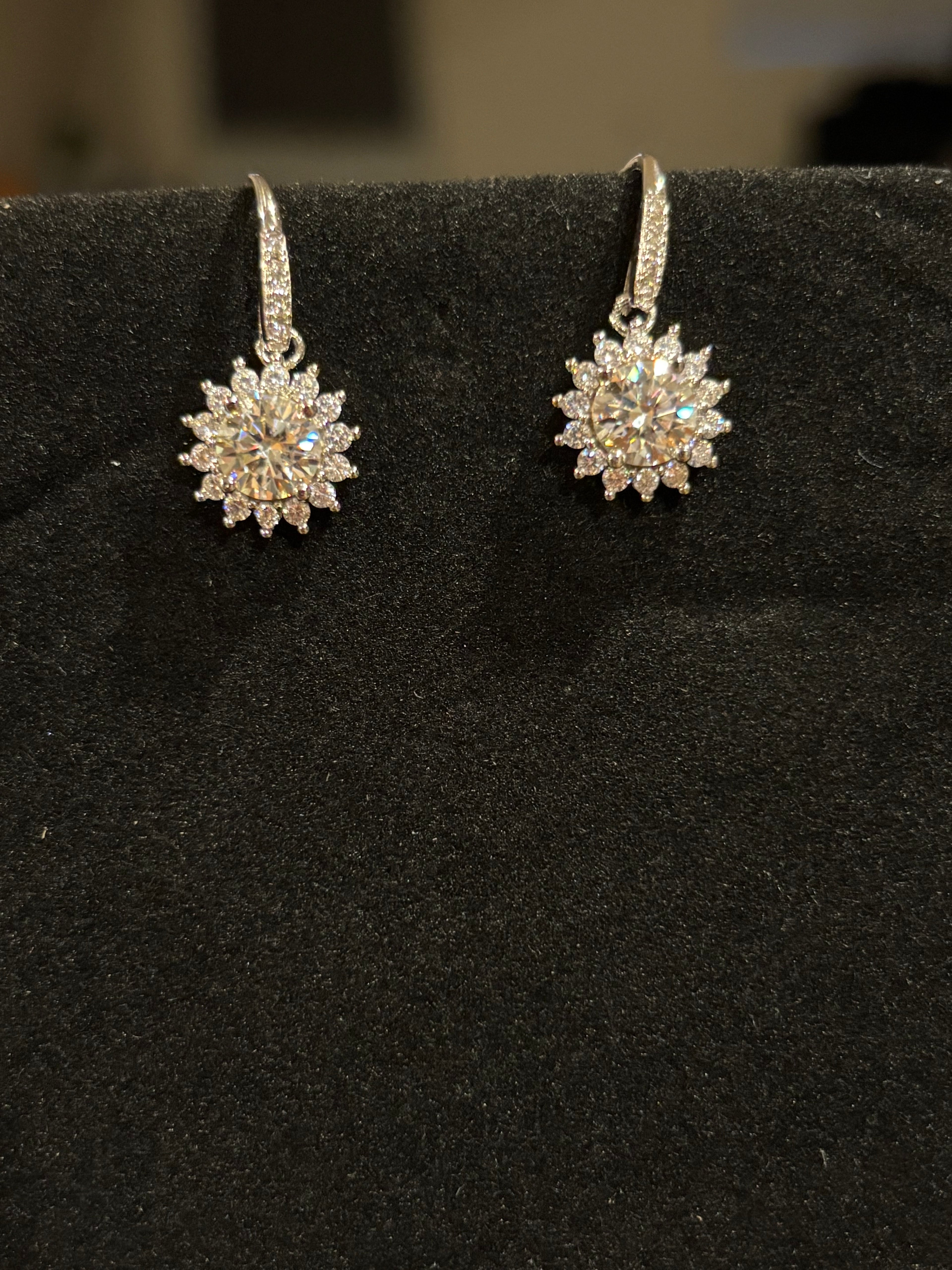 The "Celestial Sunflower" Moissanite Drop Earrings
