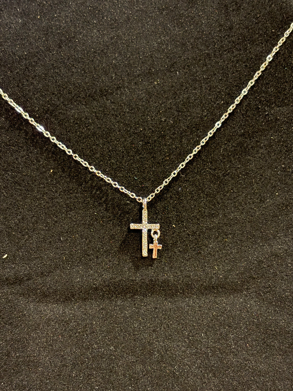 Double Cross Pendant Necklace