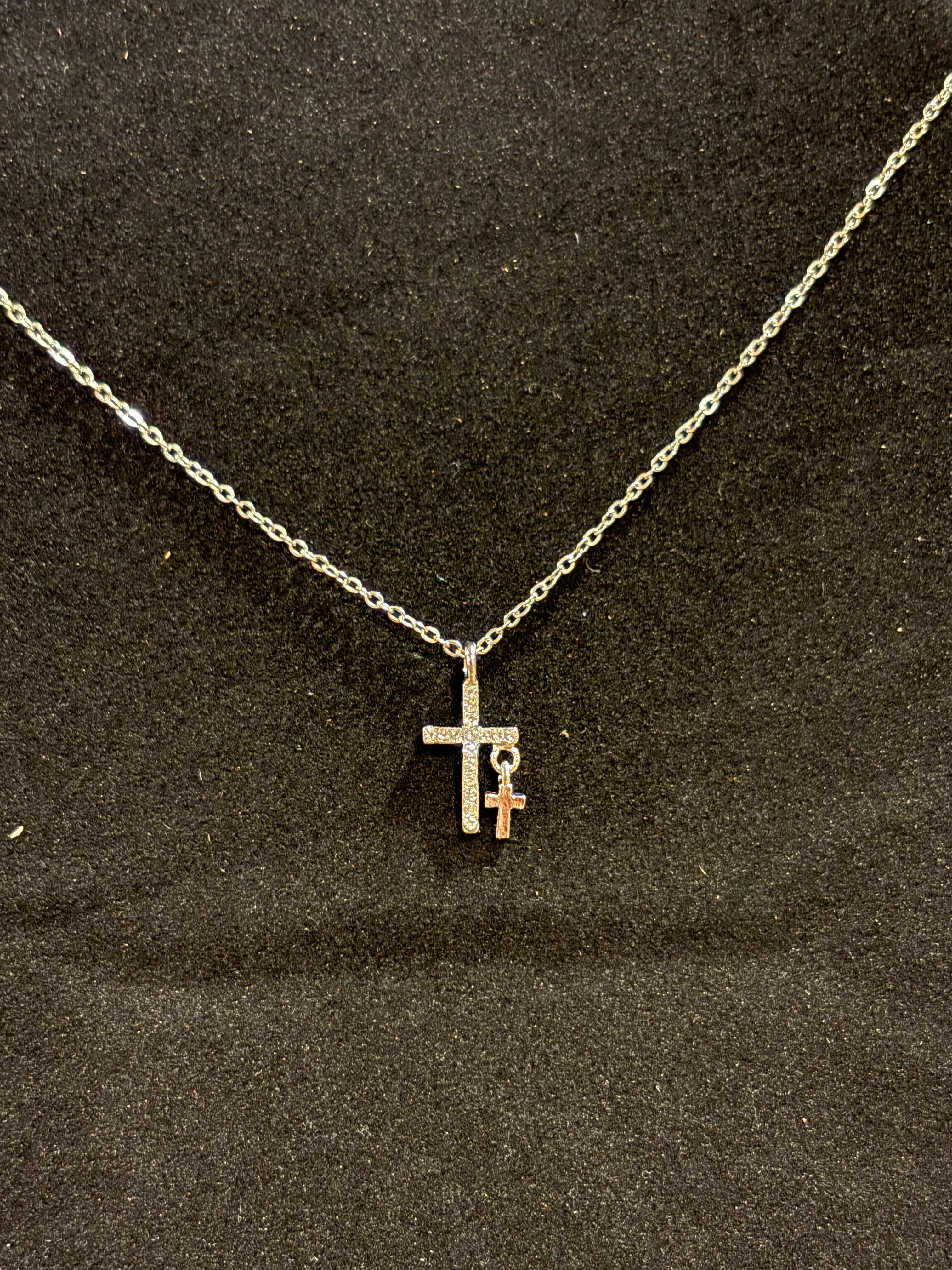 Double Cross Pendant Necklace