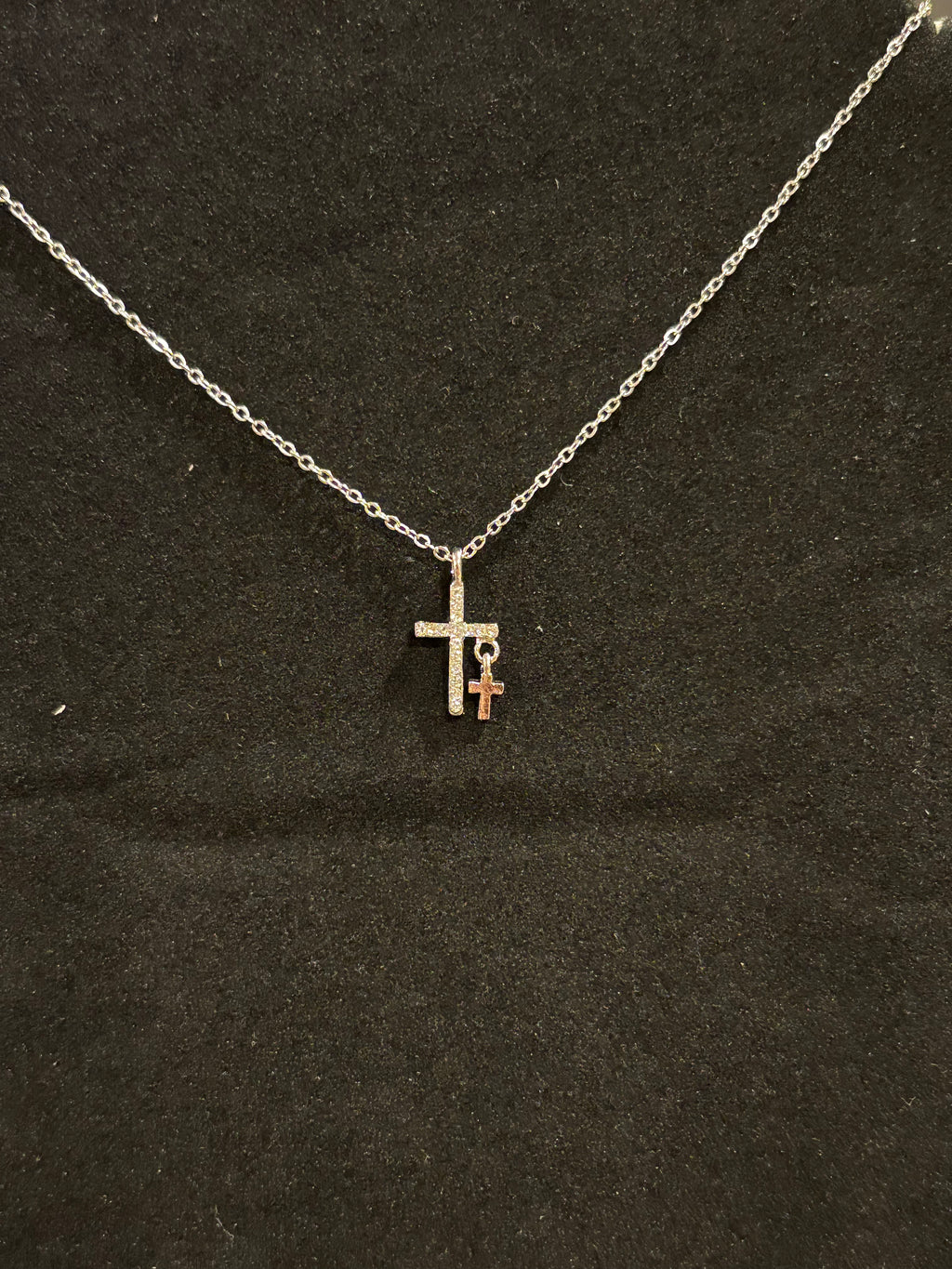 Double Cross Pendant Necklace