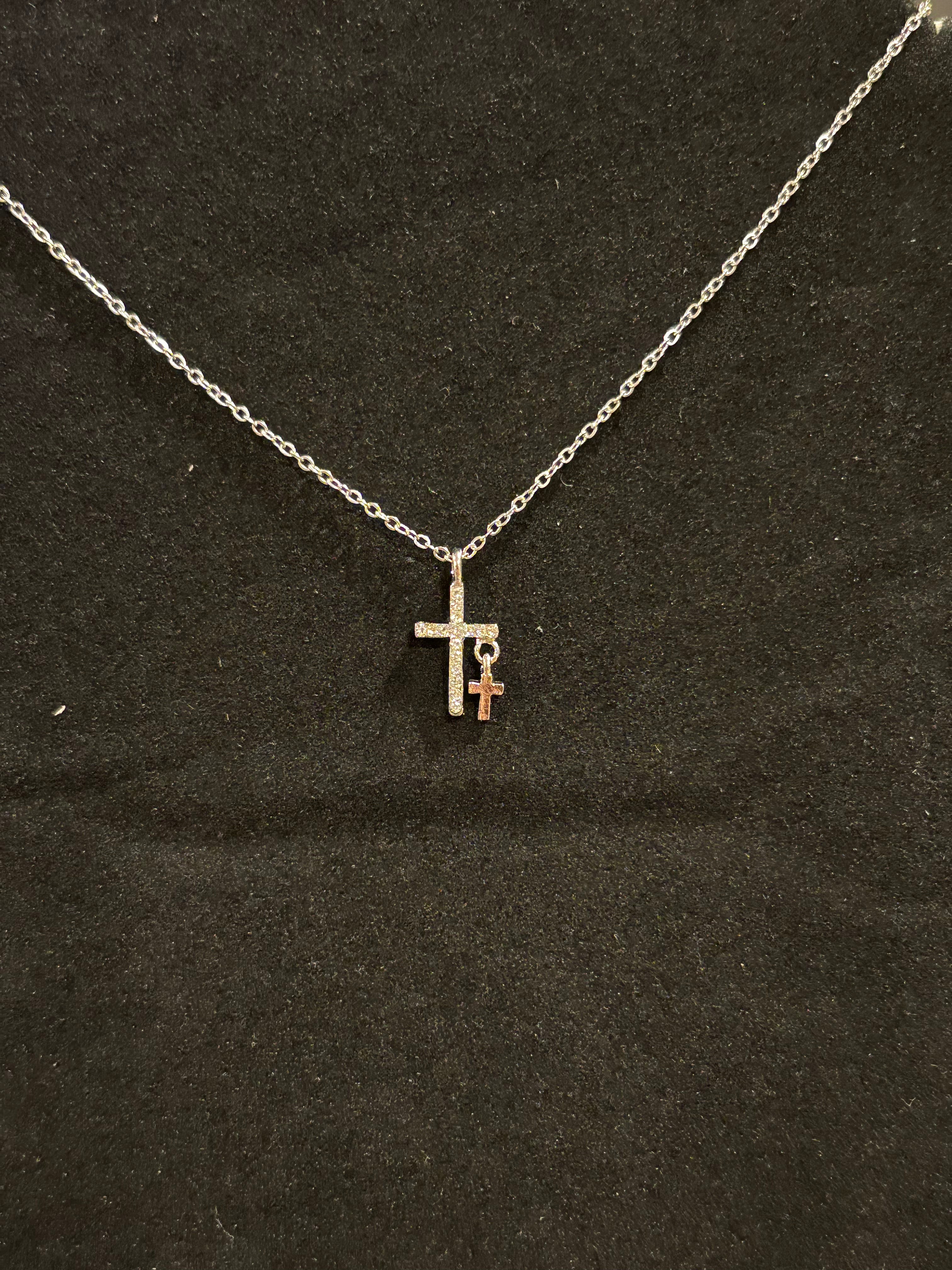 Double Cross Pendant Necklace