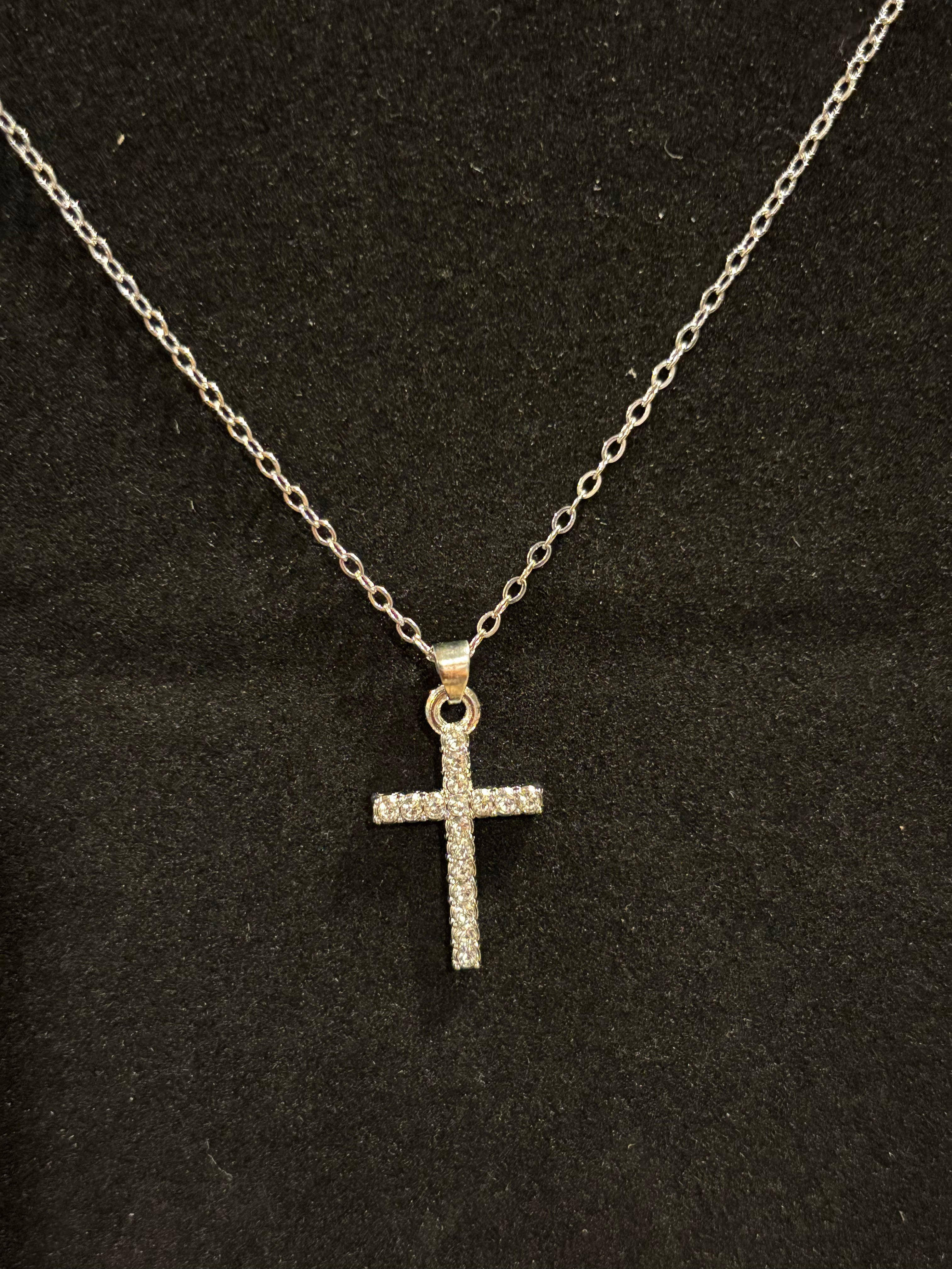 Pavé Crystal Cross Pendant Necklace