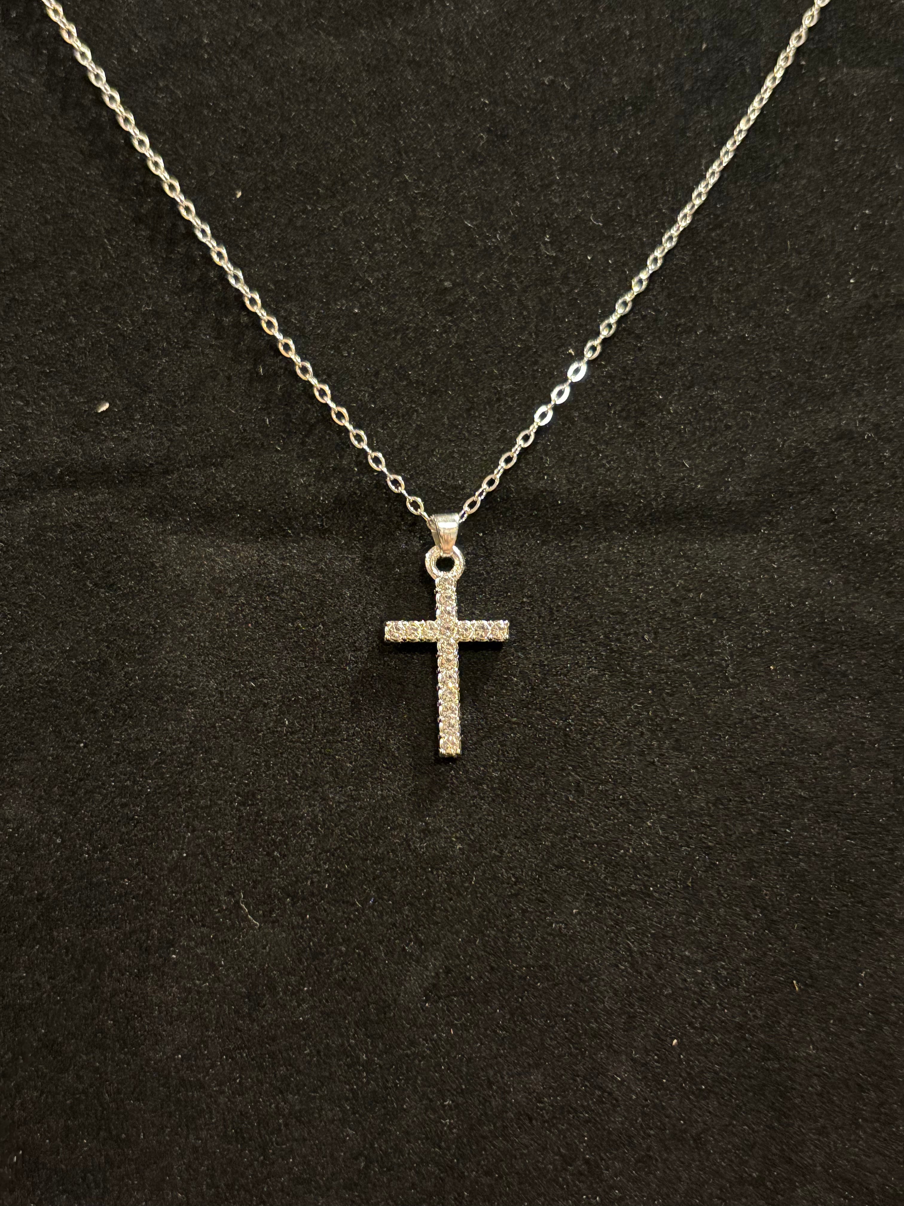 Pavé Crystal Cross Pendant Necklace