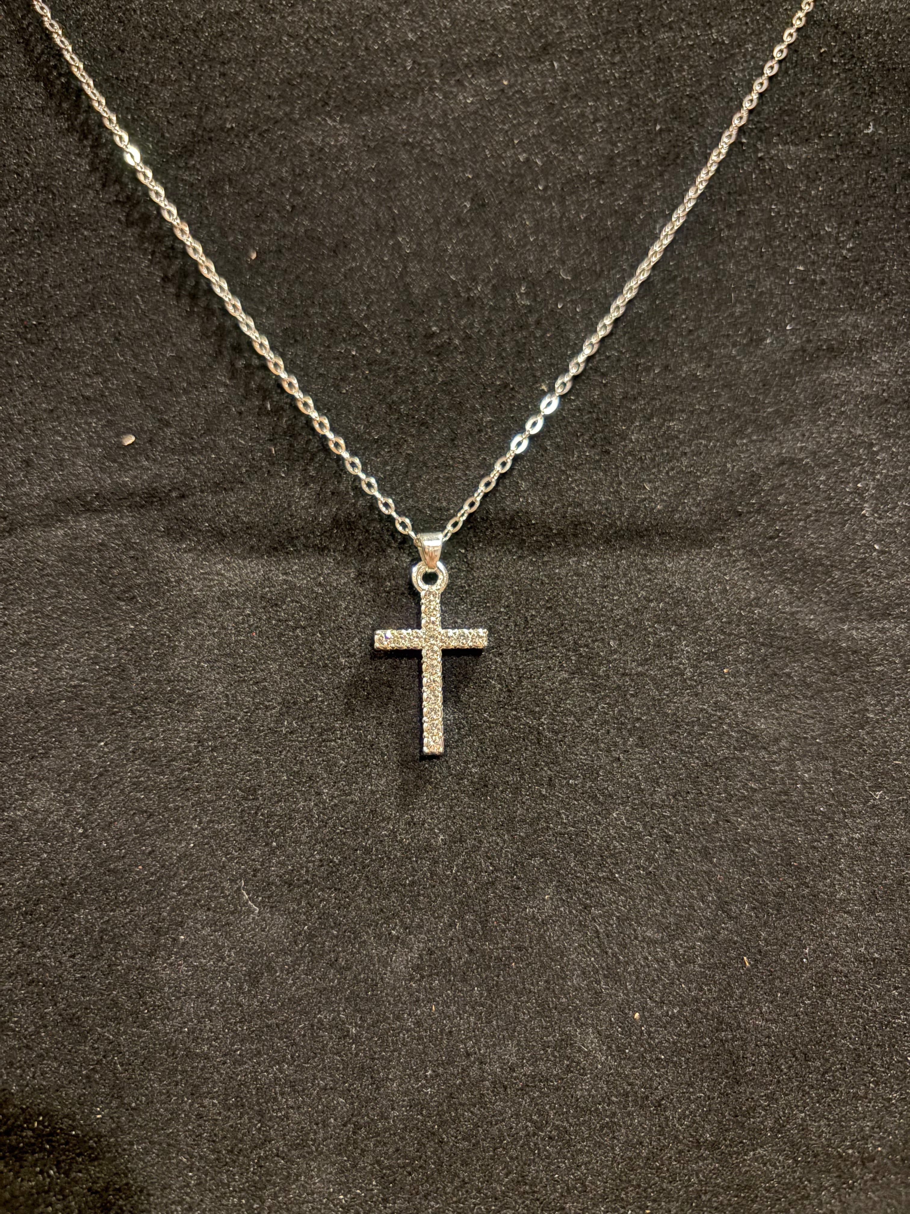 Pavé Crystal Cross Pendant Necklace