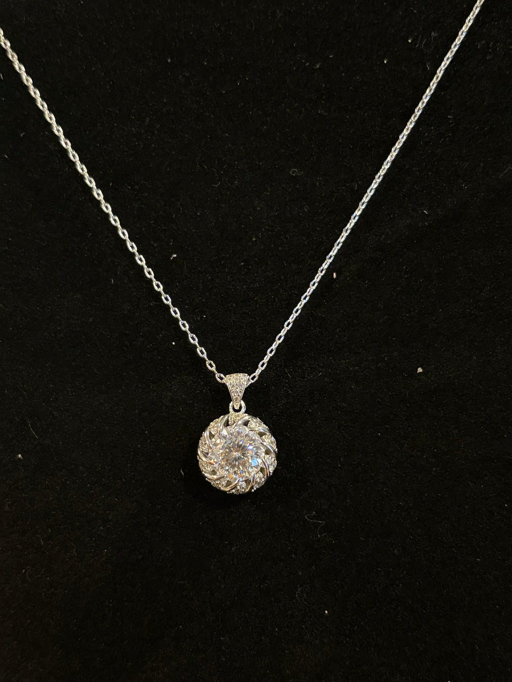 Radiant Swirl Moissanite Necklace