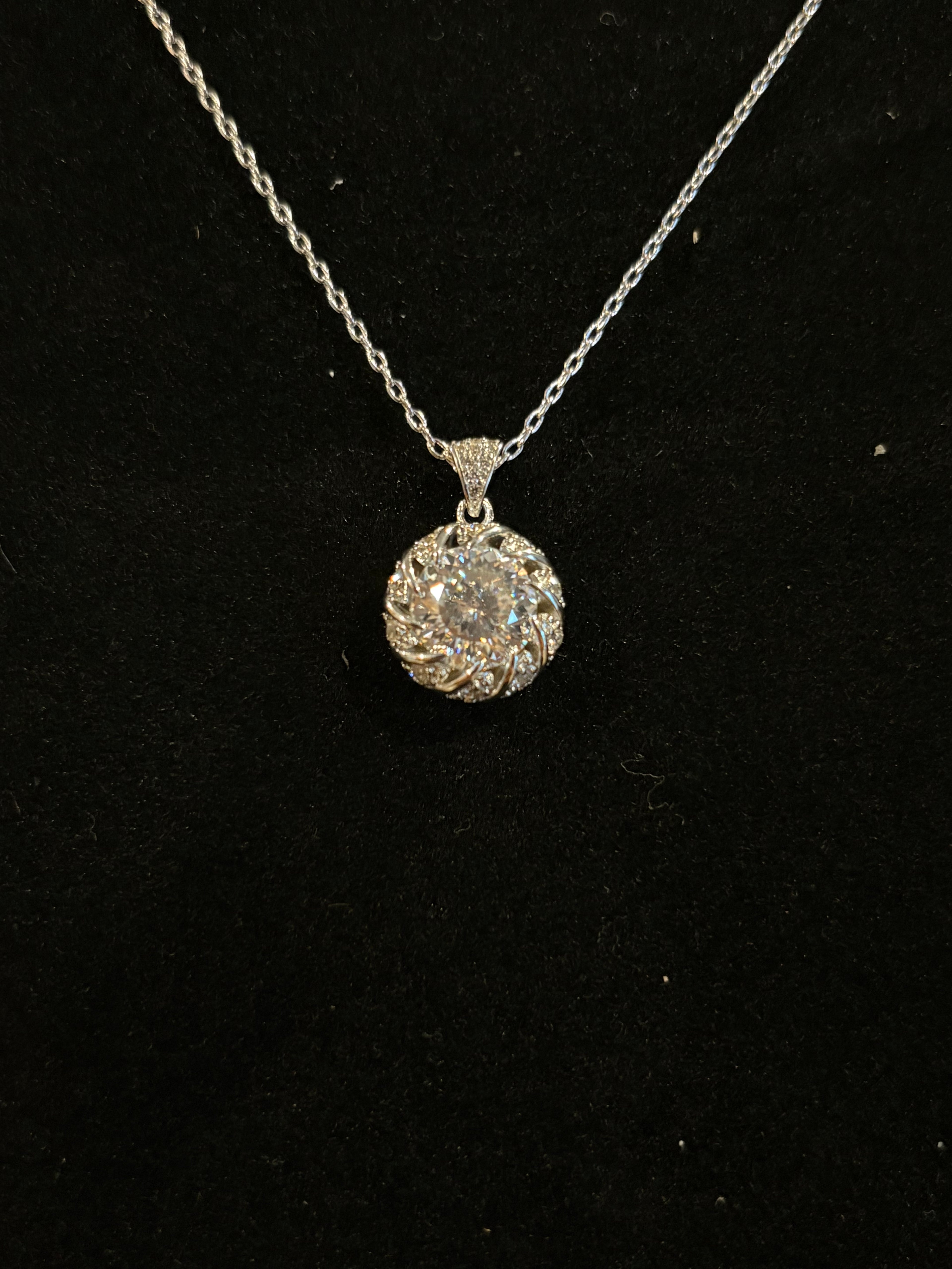 Radiant Swirl Moissanite Necklace