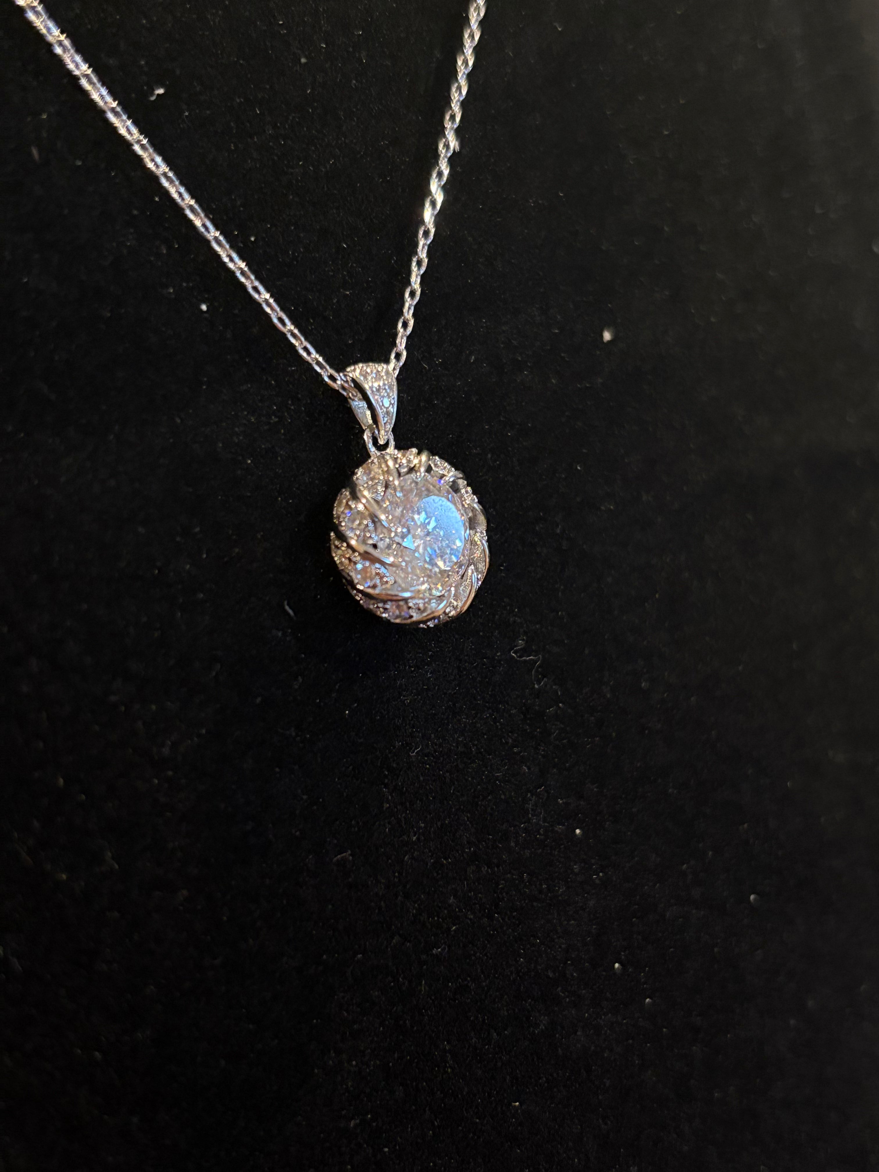 Radiant Swirl Moissanite Necklace