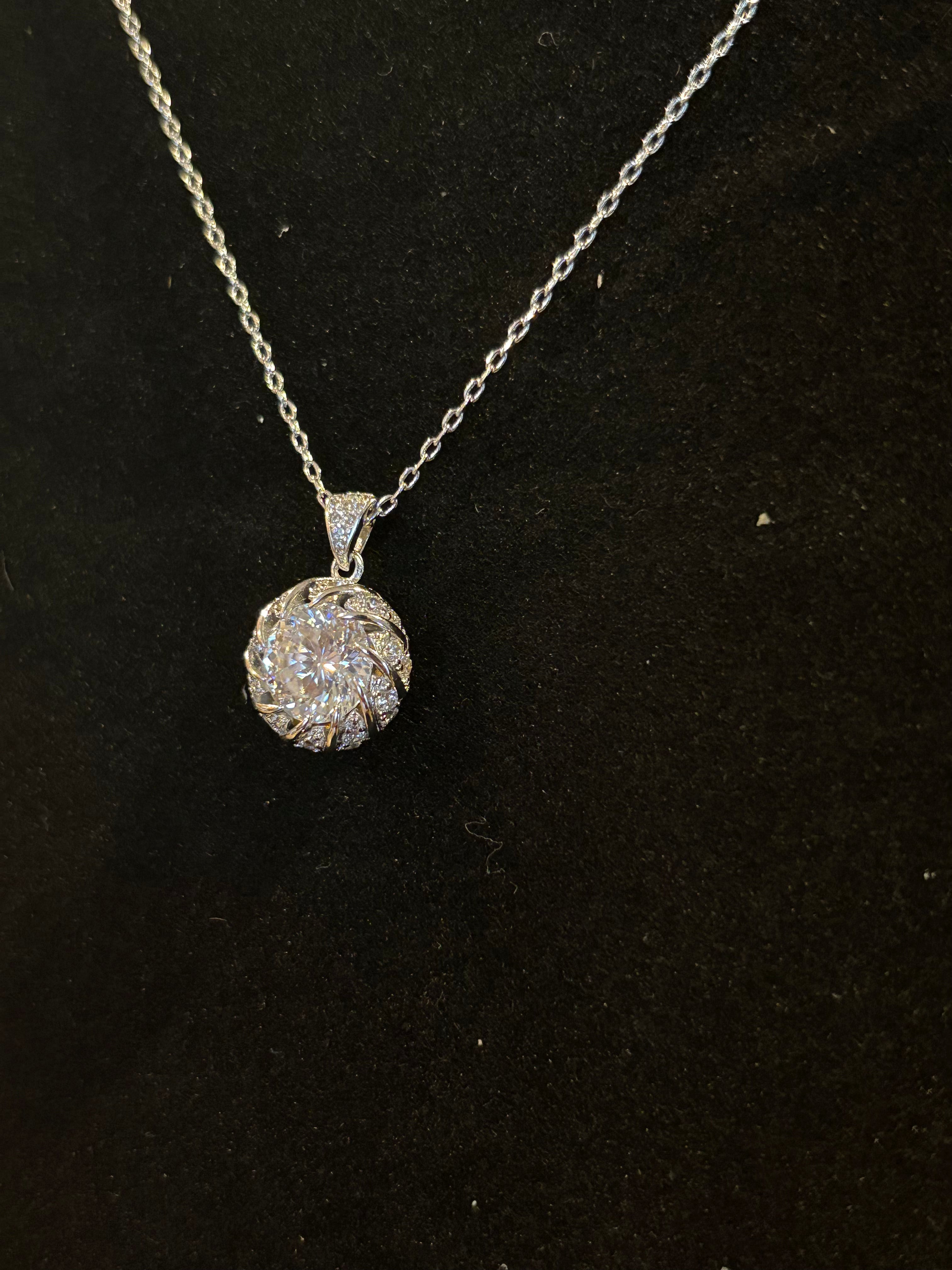 Radiant Swirl Moissanite Necklace