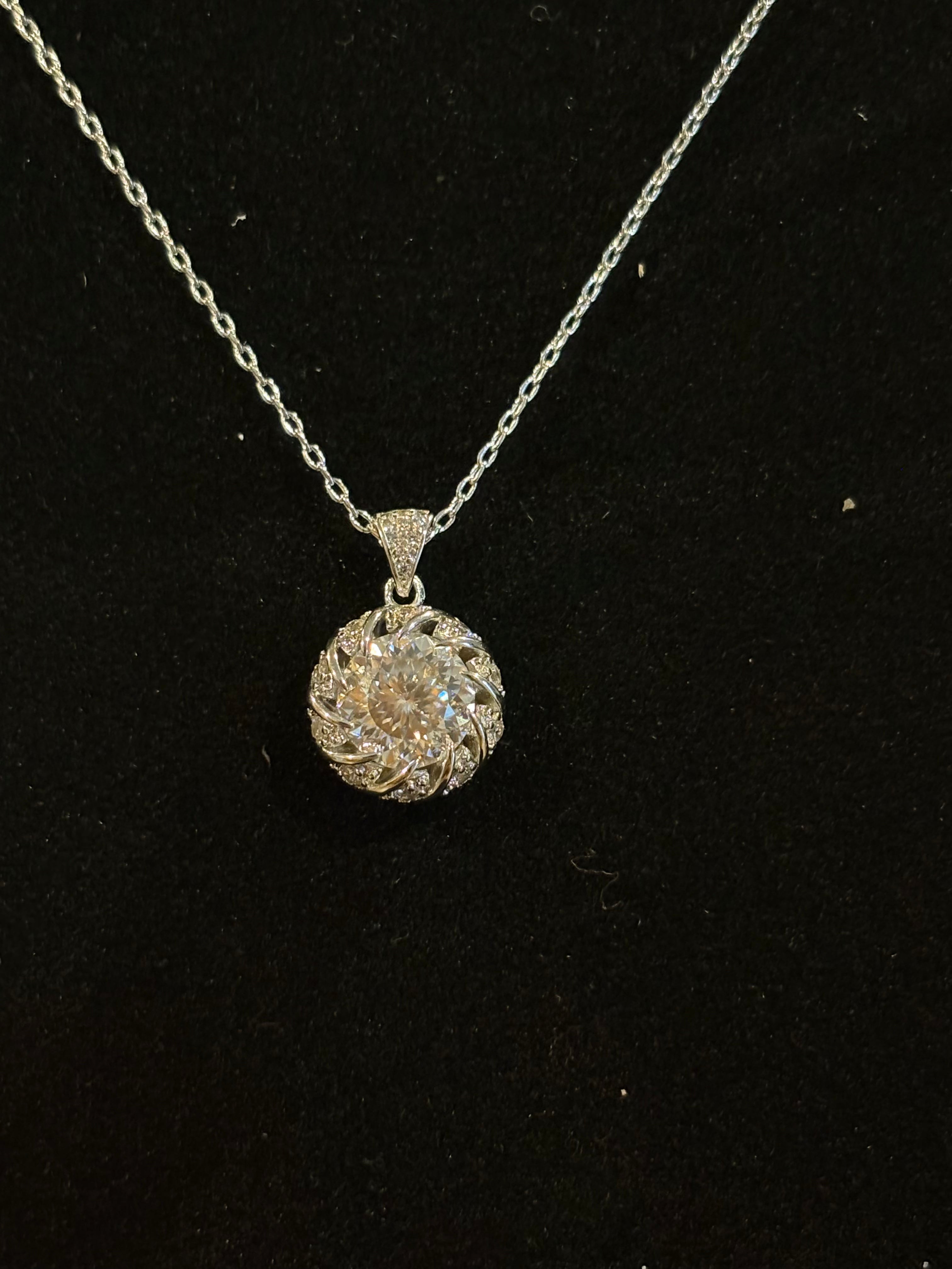 Radiant Swirl Moissanite Necklace