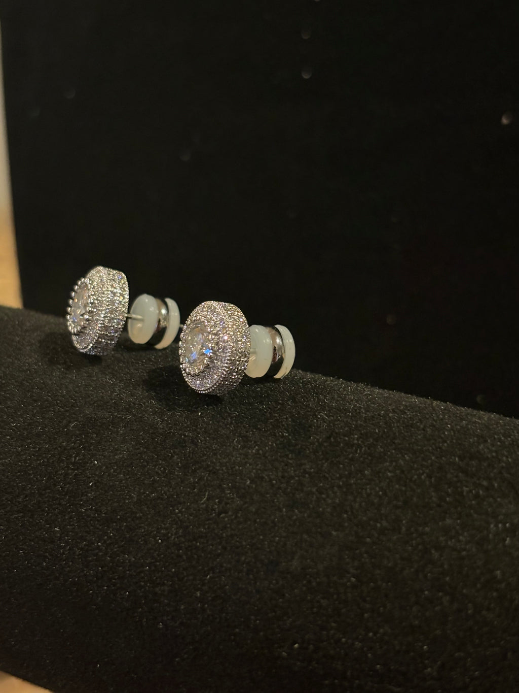 Celestial Glow: Round Moissanite Double Halo Stud Earrings