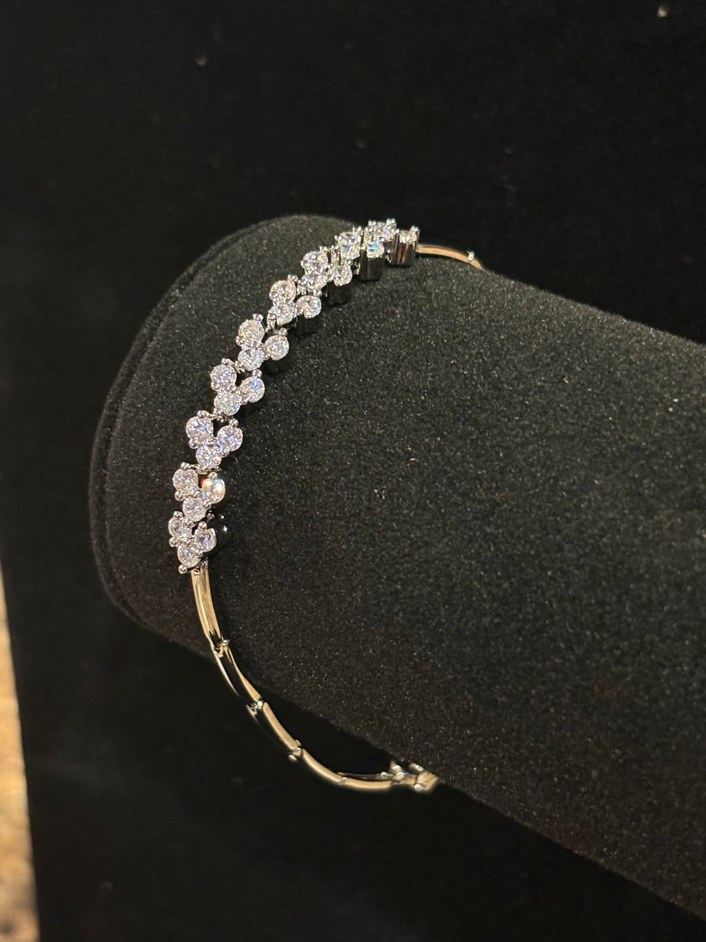 Botanical Radiance: Floral Cluster Tennis Bangle Bracelet