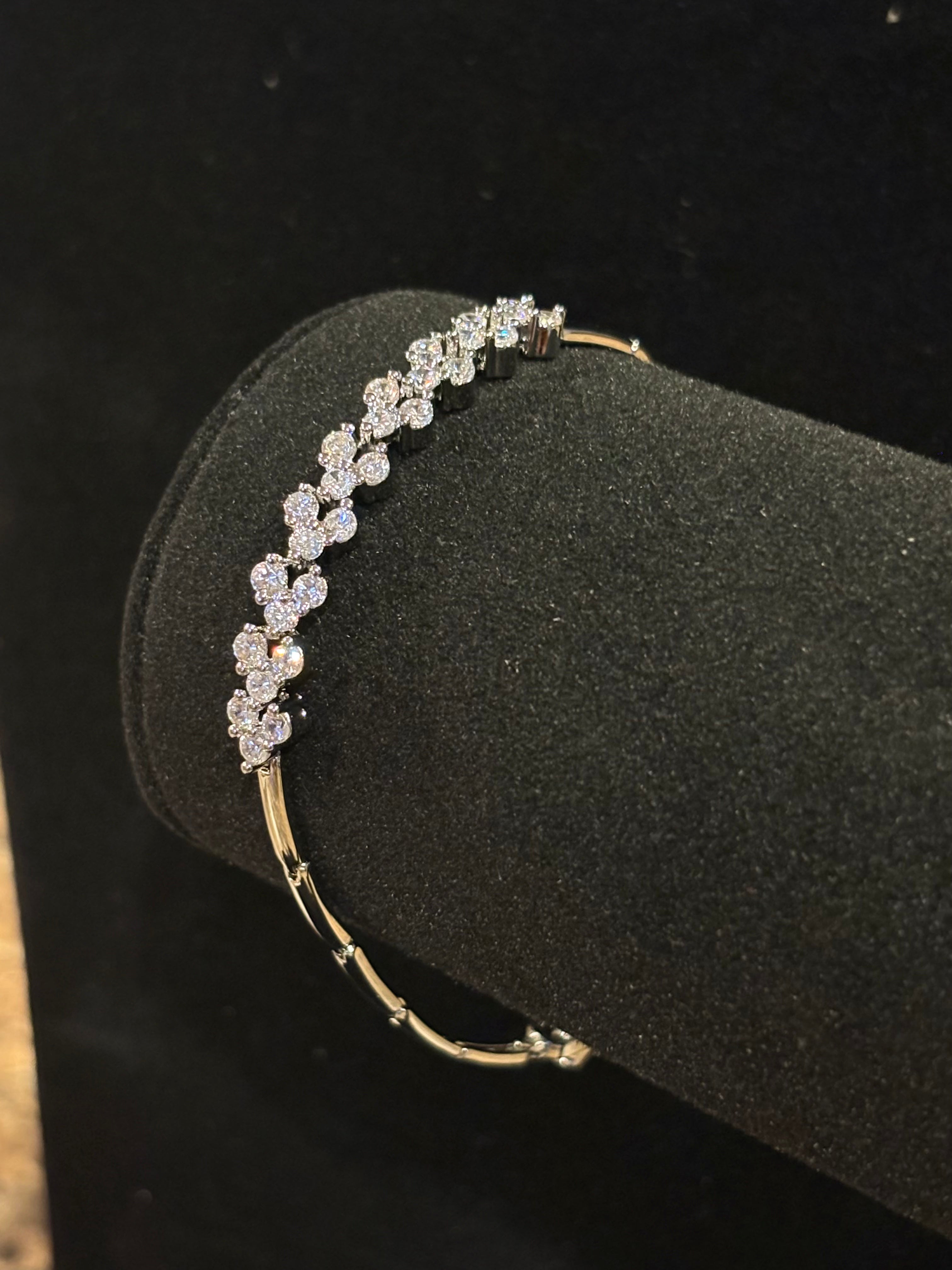 Botanical Radiance: Floral Cluster Tennis Bangle Bracelet