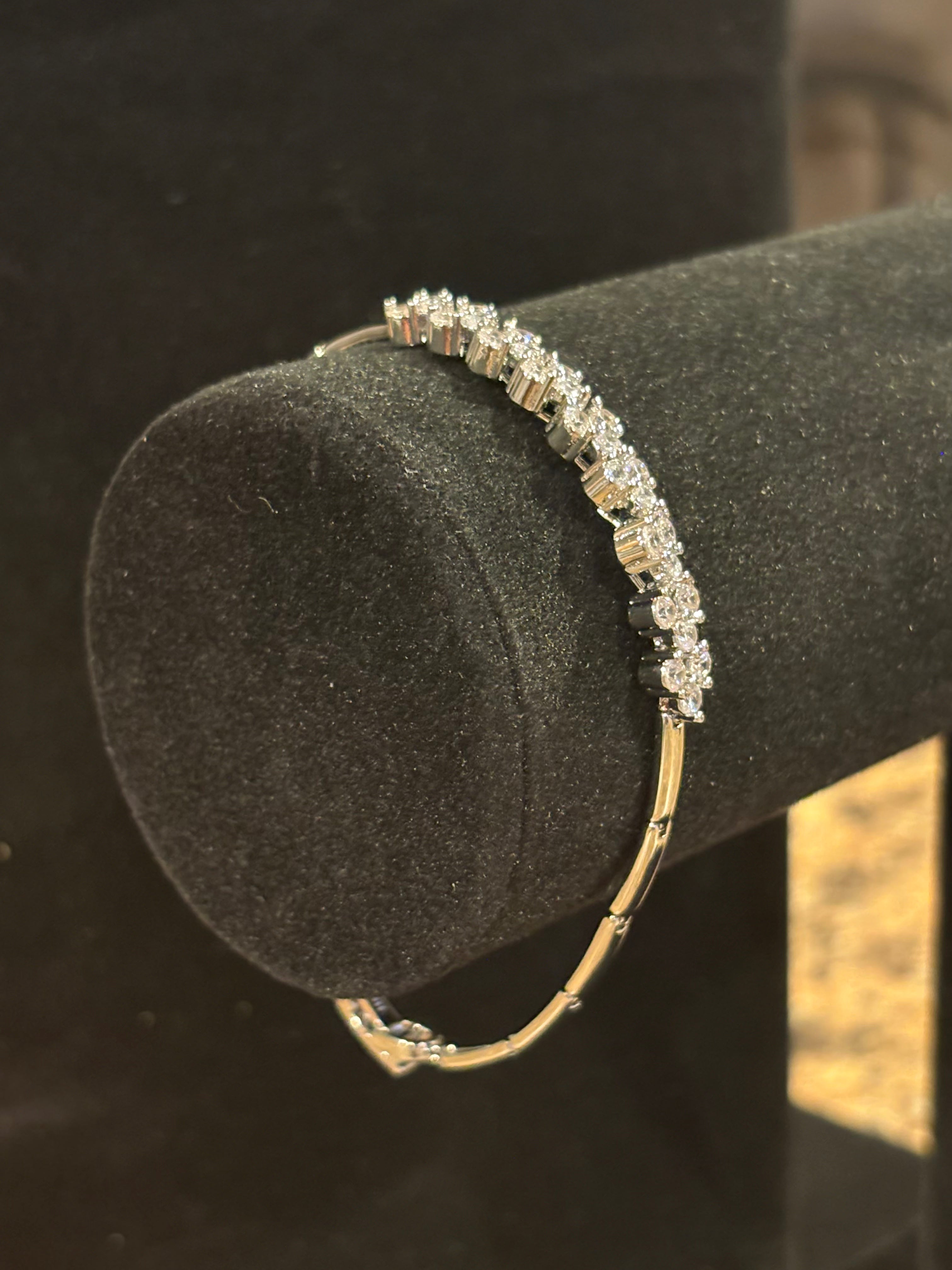 Botanical Radiance: Floral Cluster Tennis Bangle Bracelet
