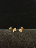 Gilded Geometry: Princess Cut Moissanite Stud Earrings