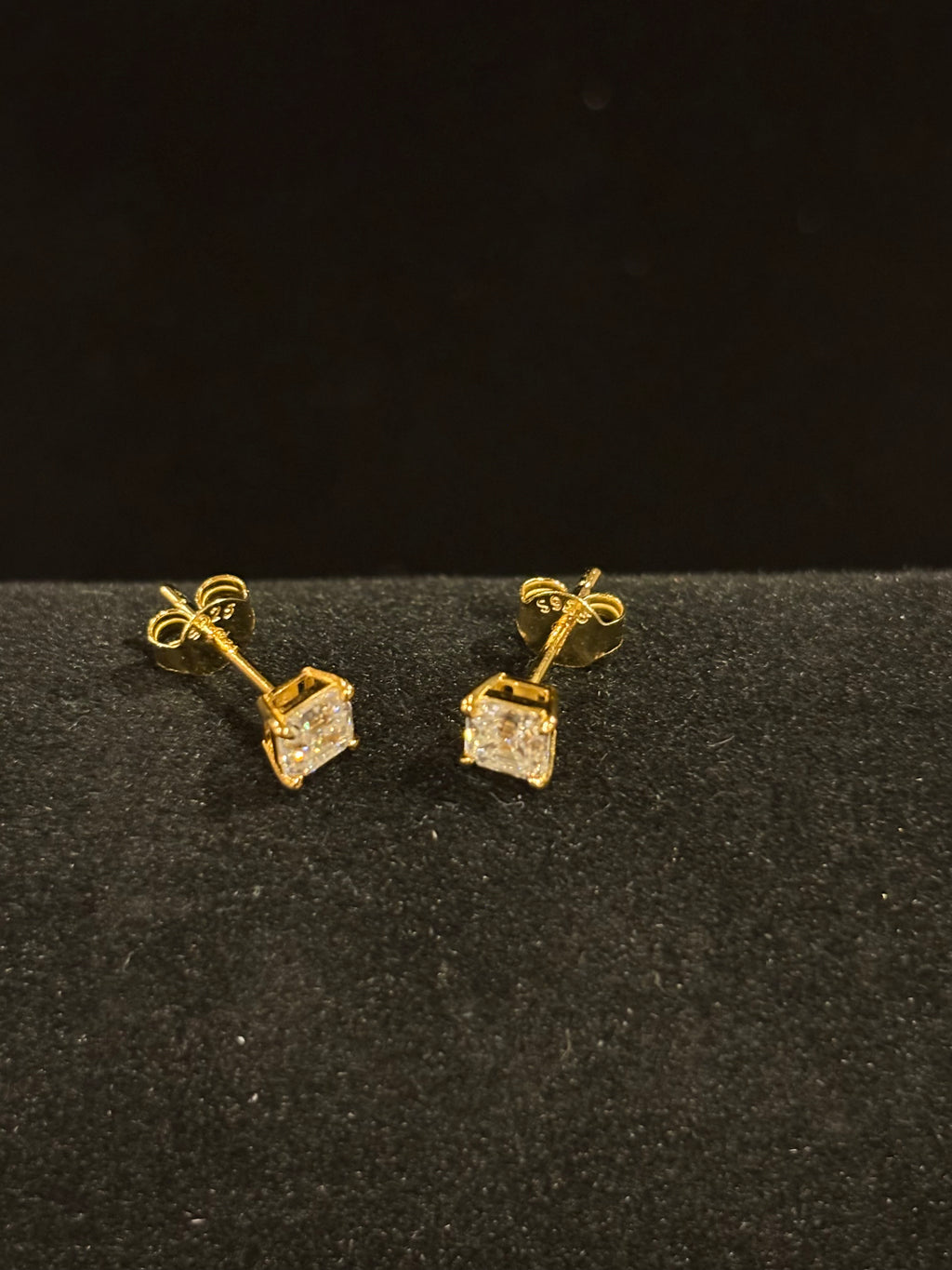 Gilded Geometry: Princess Cut Moissanite Stud Earrings