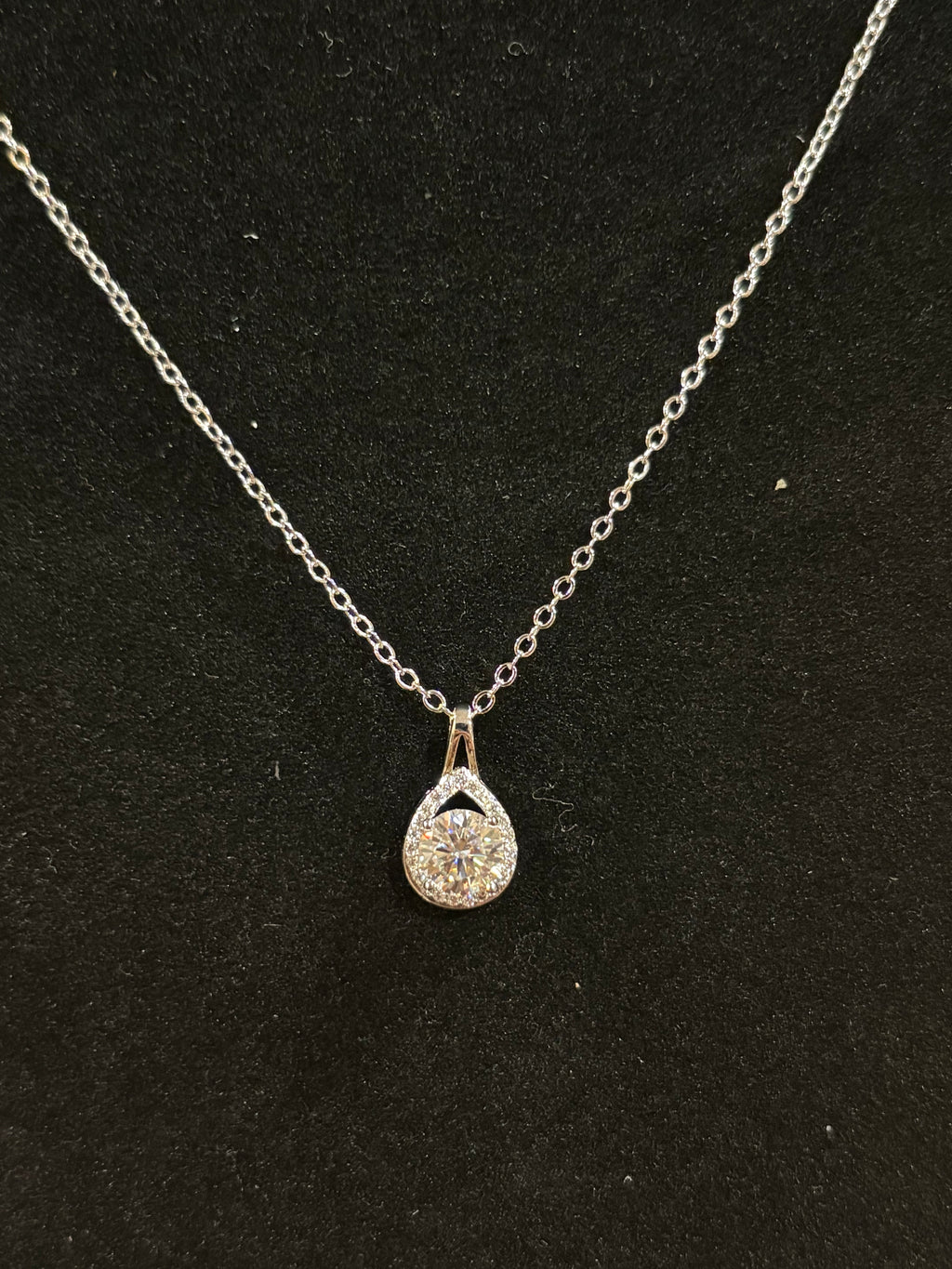 Teardrop Halo Pendant Necklace