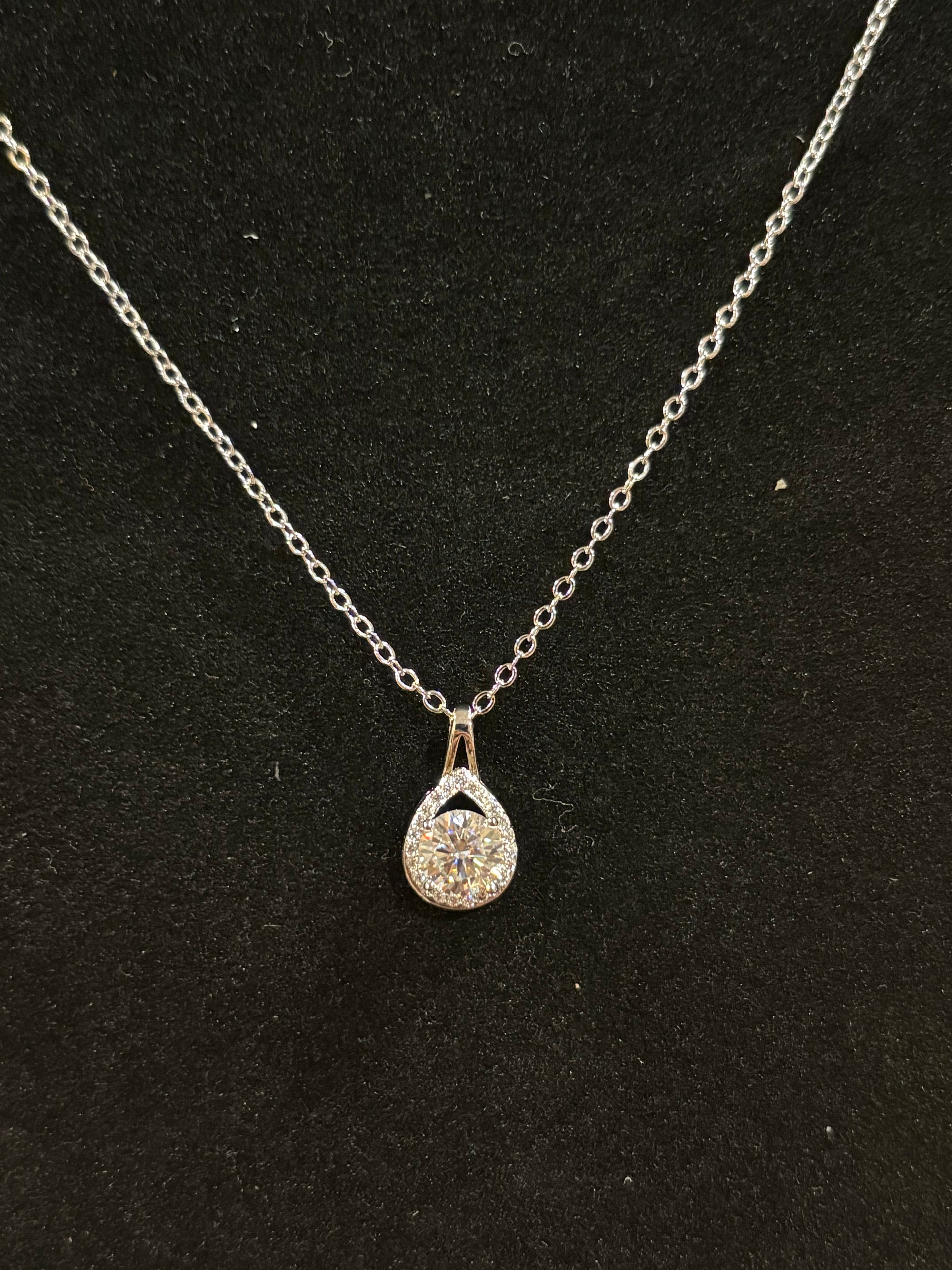 Teardrop Halo Pendant Necklace