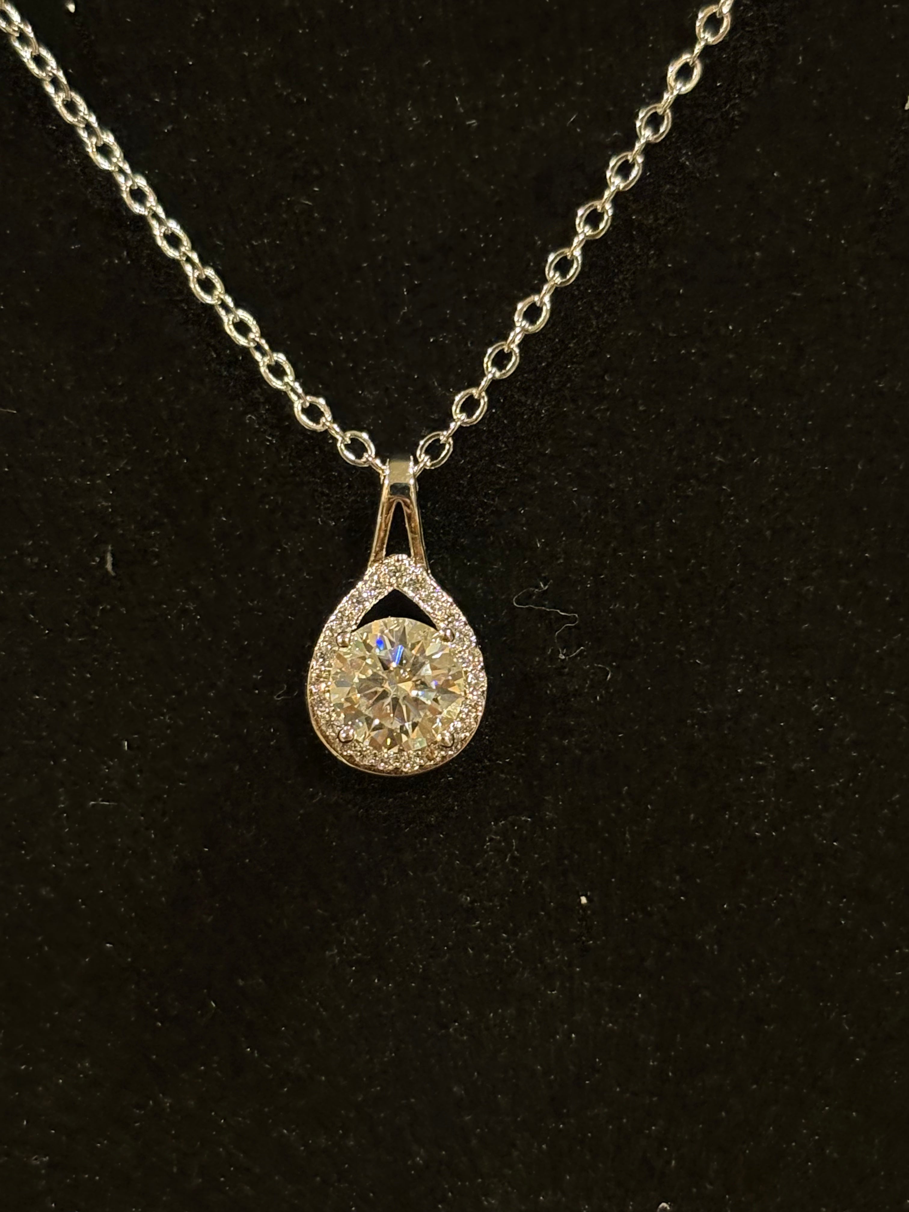 Teardrop Halo Pendant Necklace