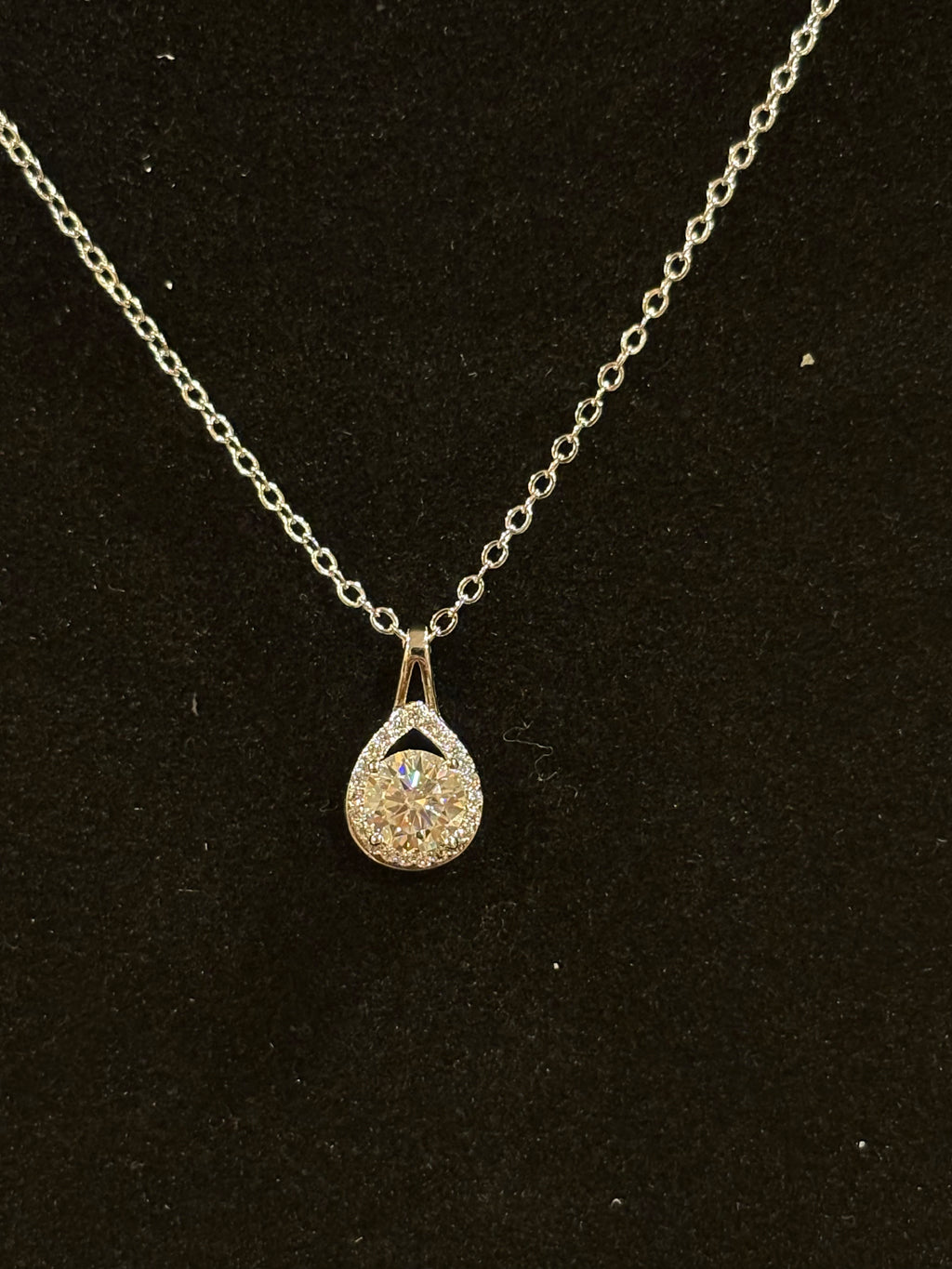 Teardrop Halo Pendant Necklace