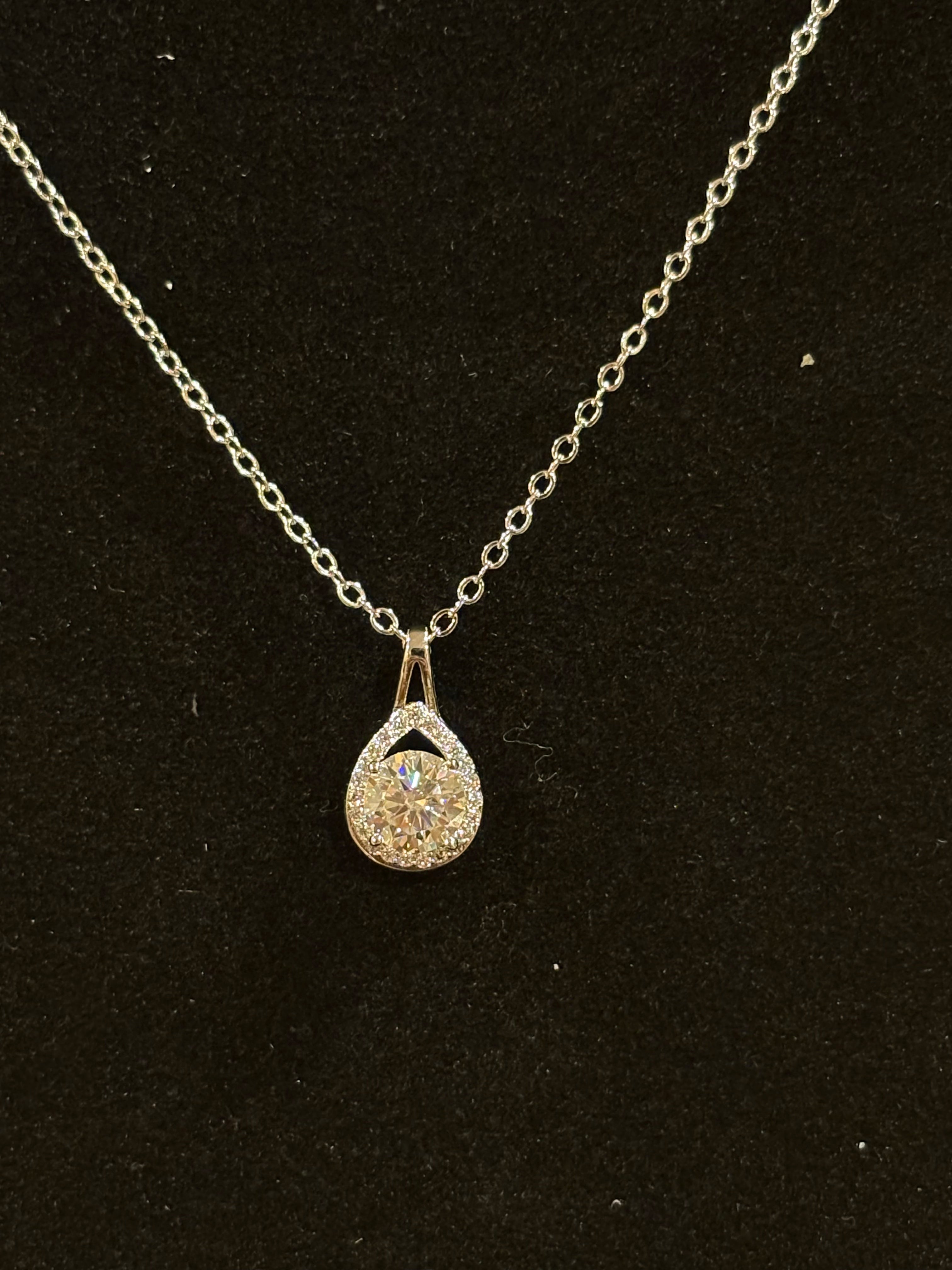 Teardrop Halo Pendant Necklace