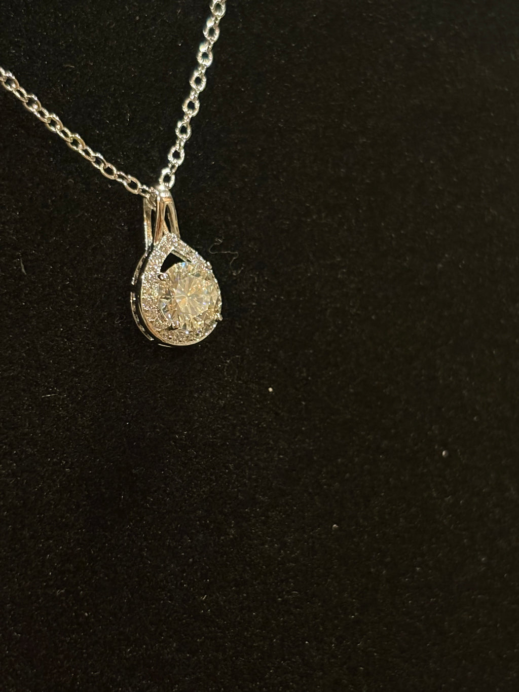 Teardrop Halo Pendant Necklace