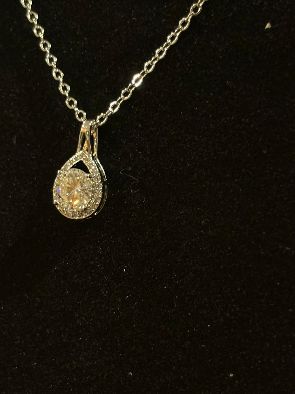 Teardrop Halo Pendant Necklace