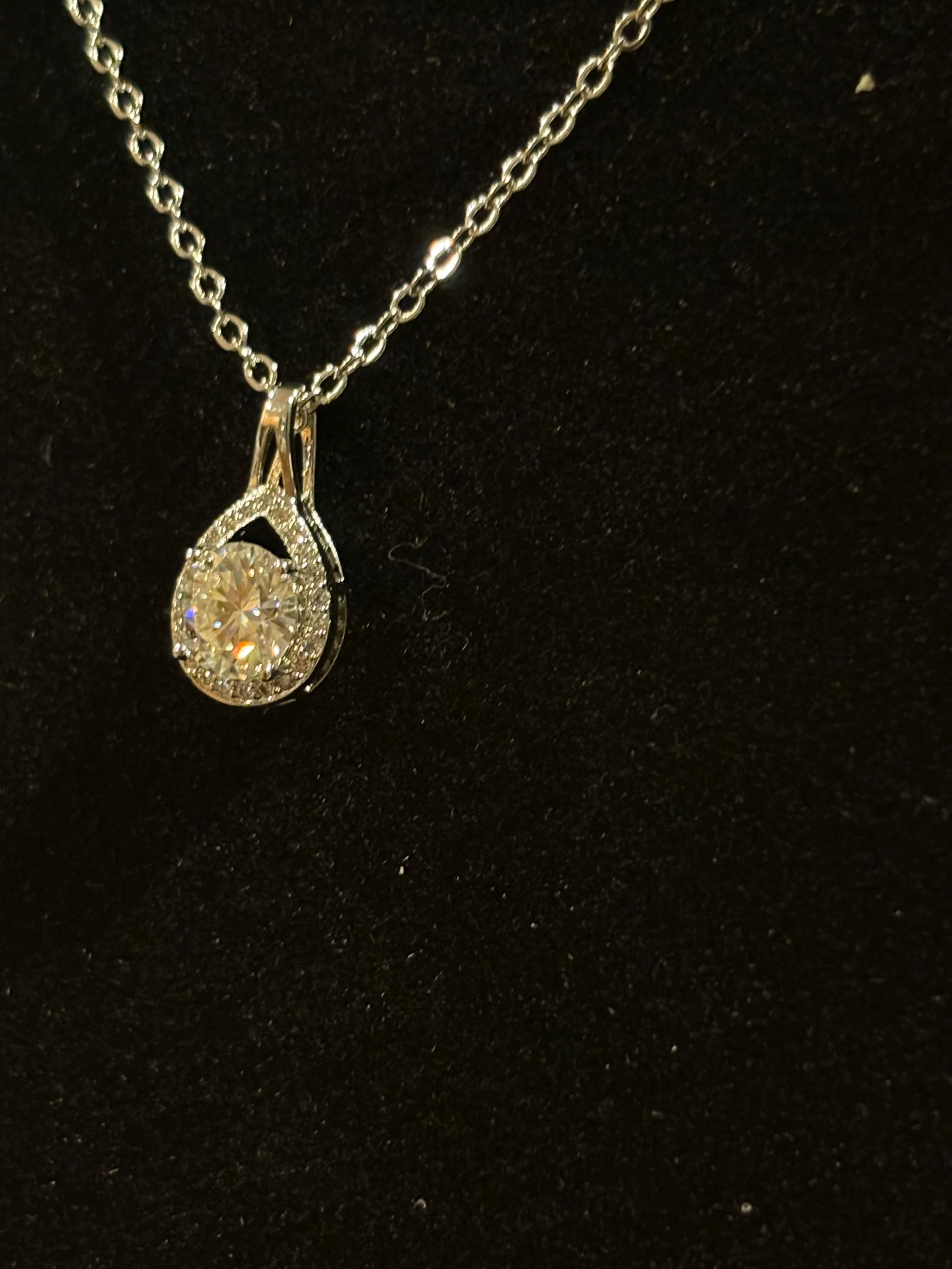 Teardrop Halo Pendant Necklace