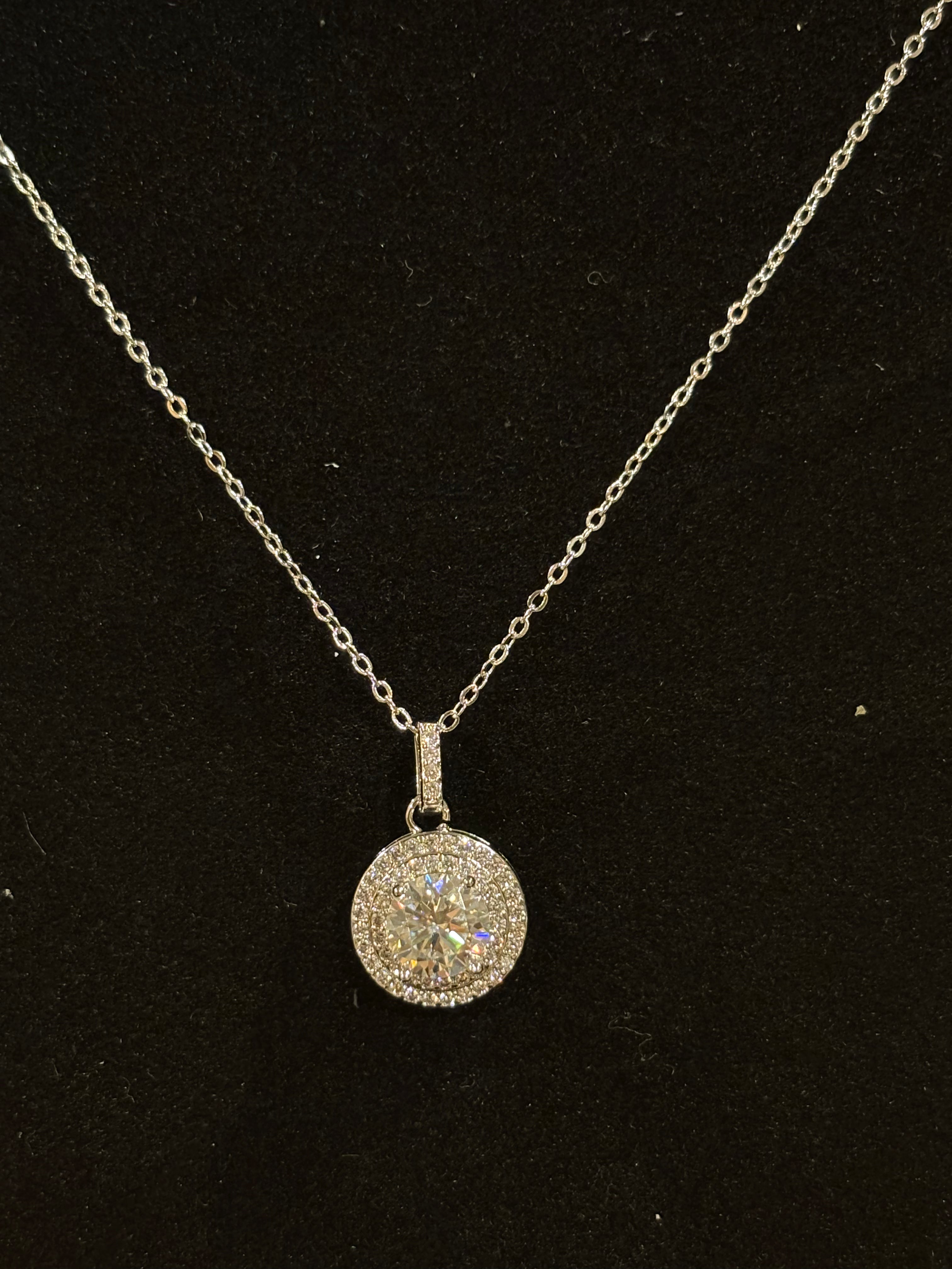 Double Halo Statement Pendant Necklace