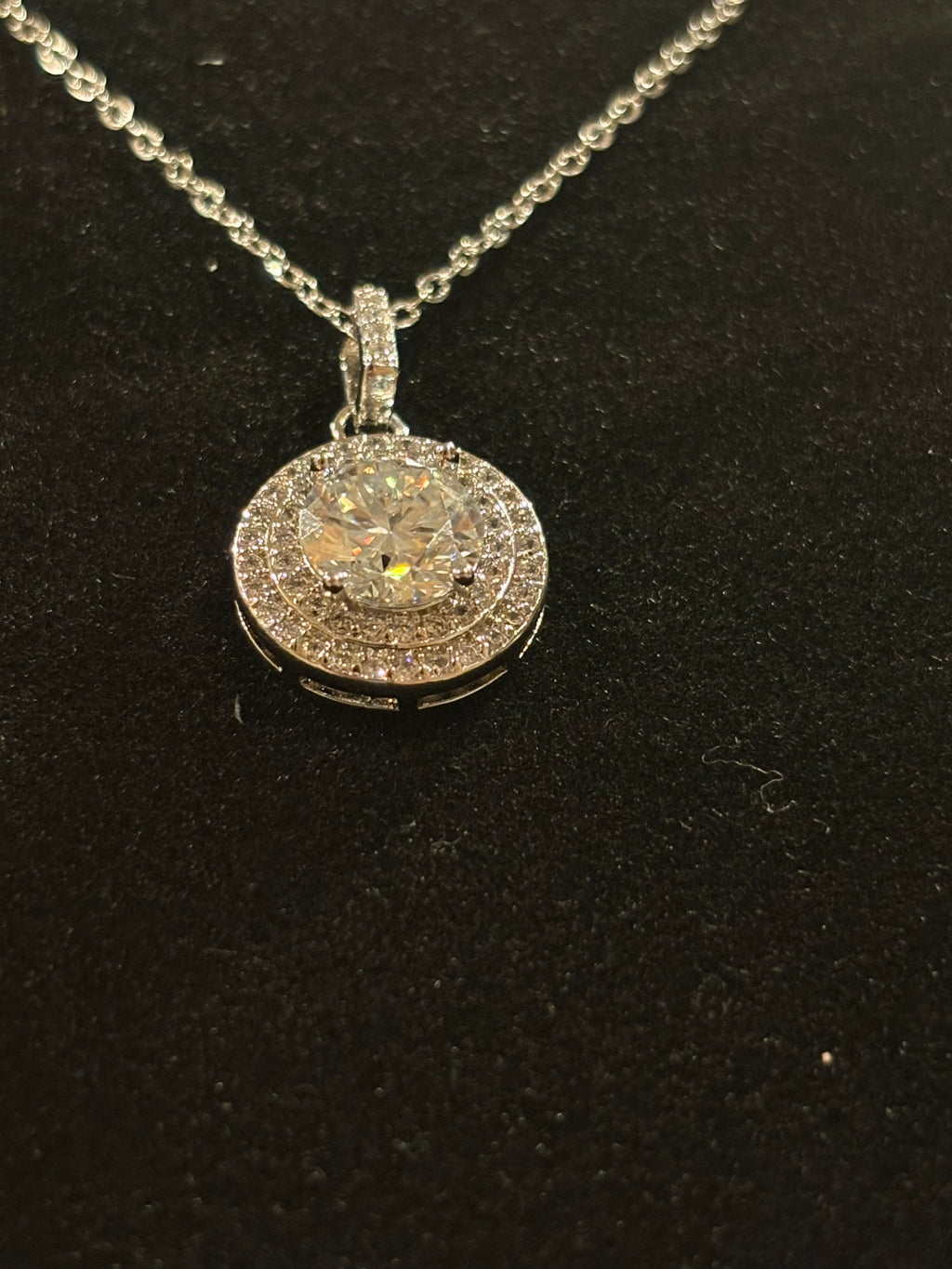 Double Halo Statement Pendant Necklace