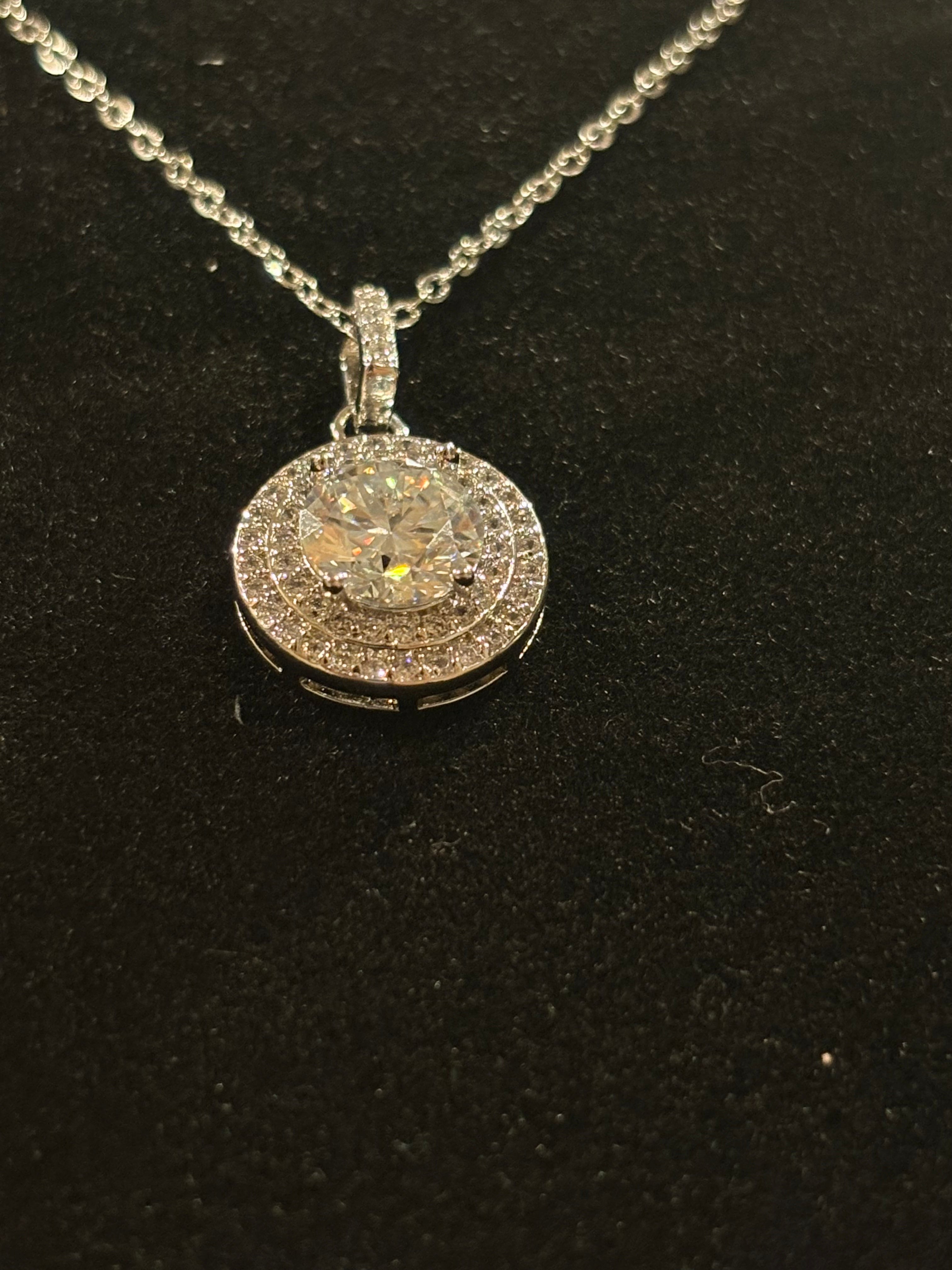 Double Halo Statement Pendant Necklace