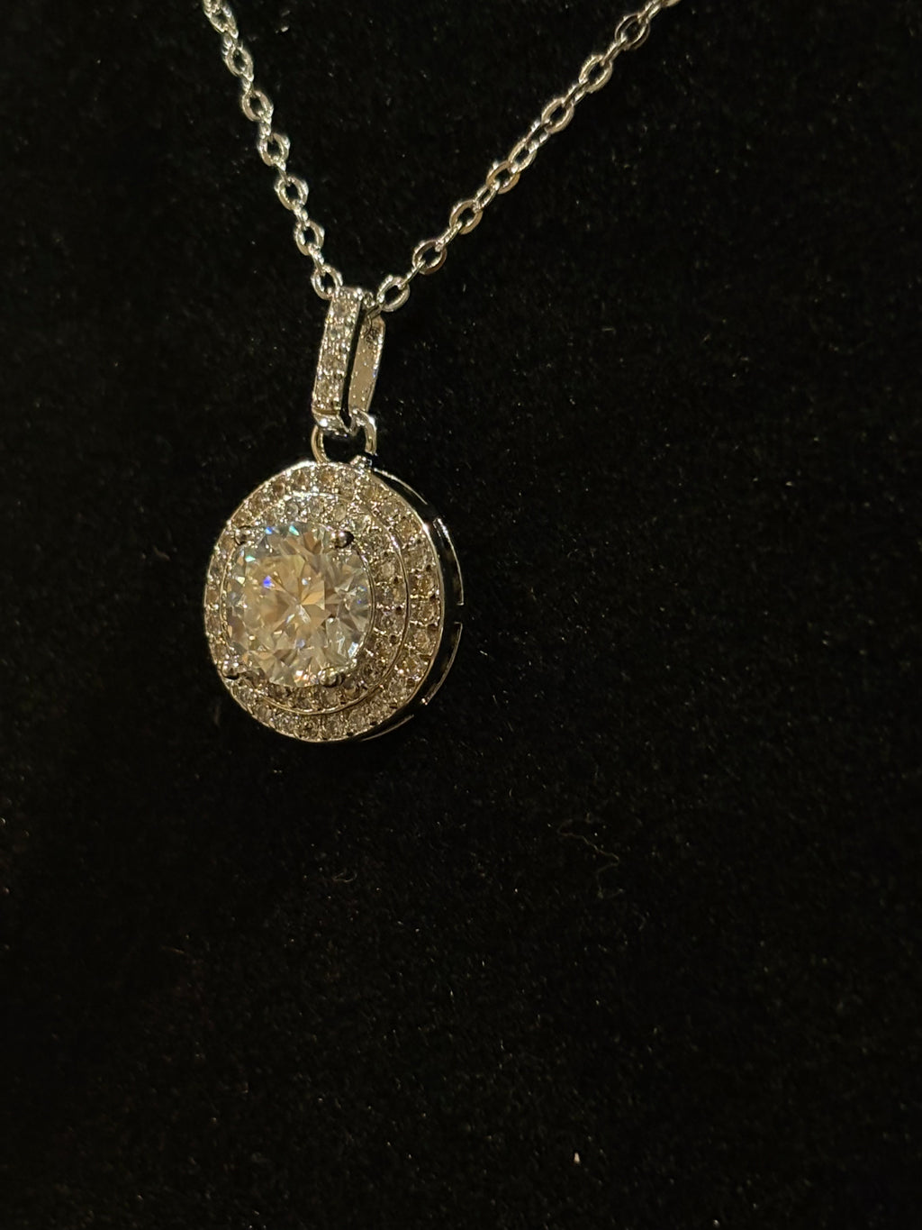 Double Halo Statement Pendant Necklace