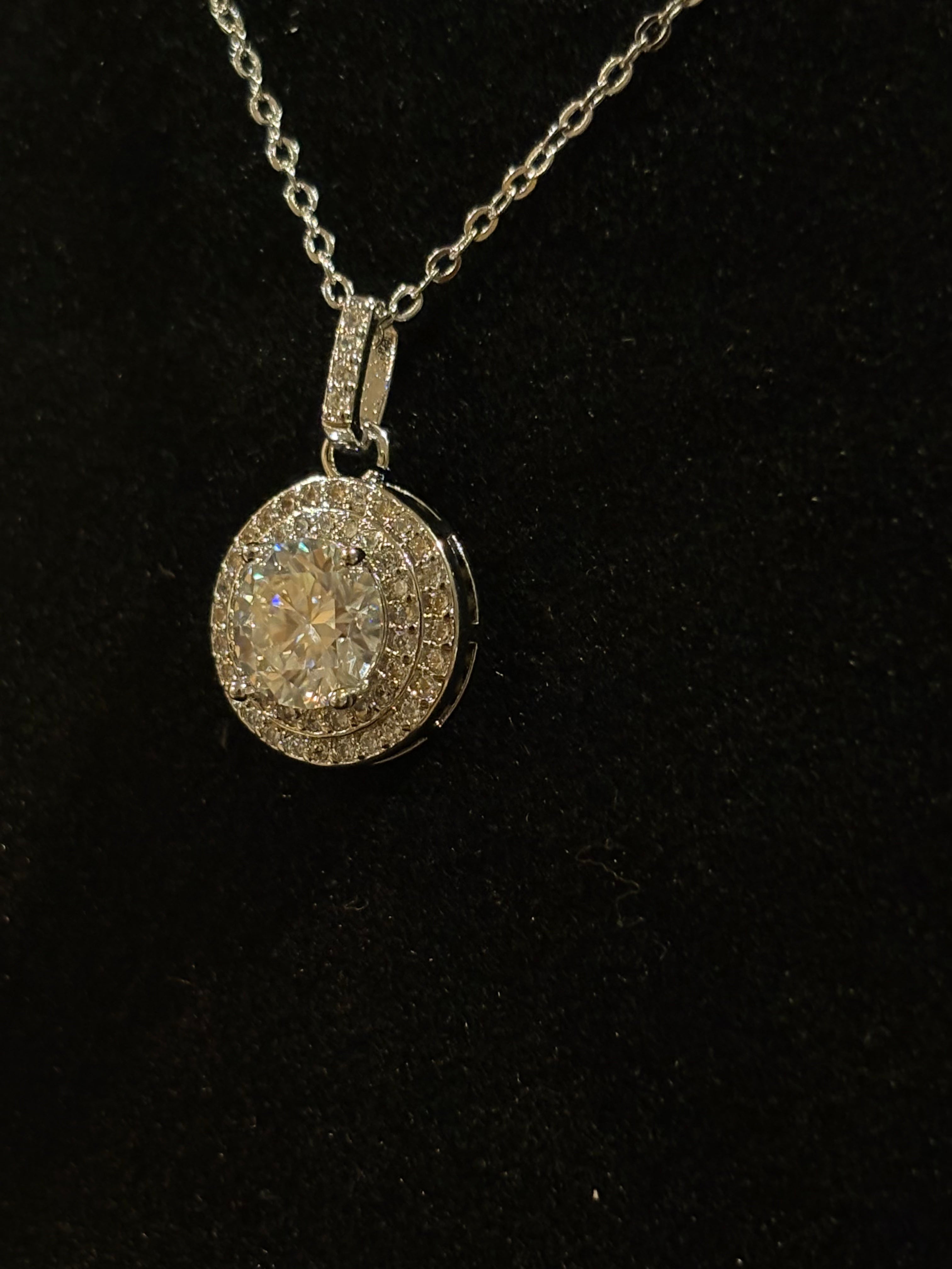 Double Halo Statement Pendant Necklace