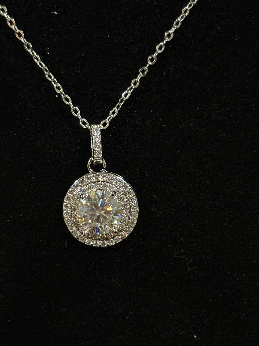 Double Halo Statement Pendant Necklace