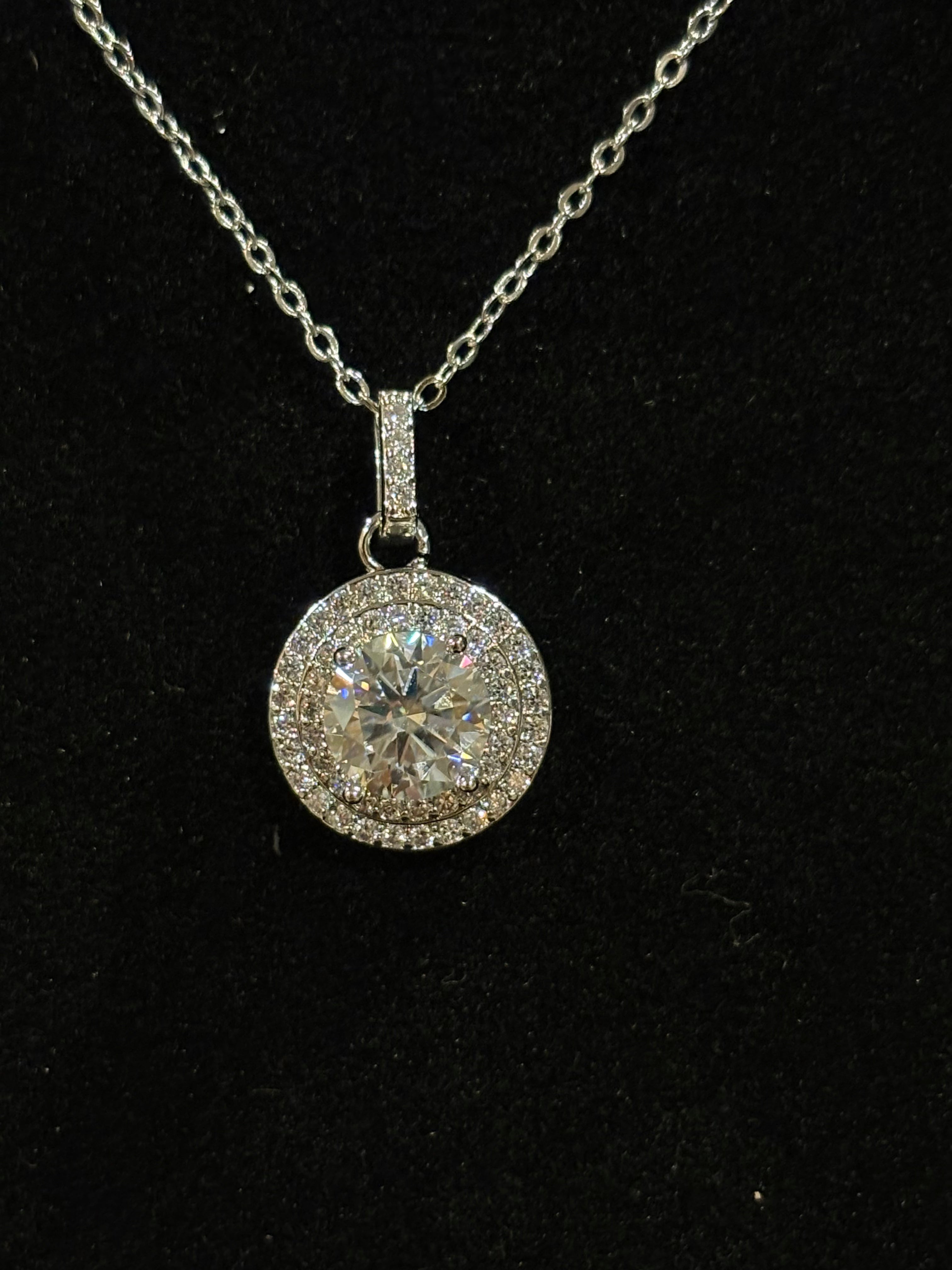 Double Halo Statement Pendant Necklace