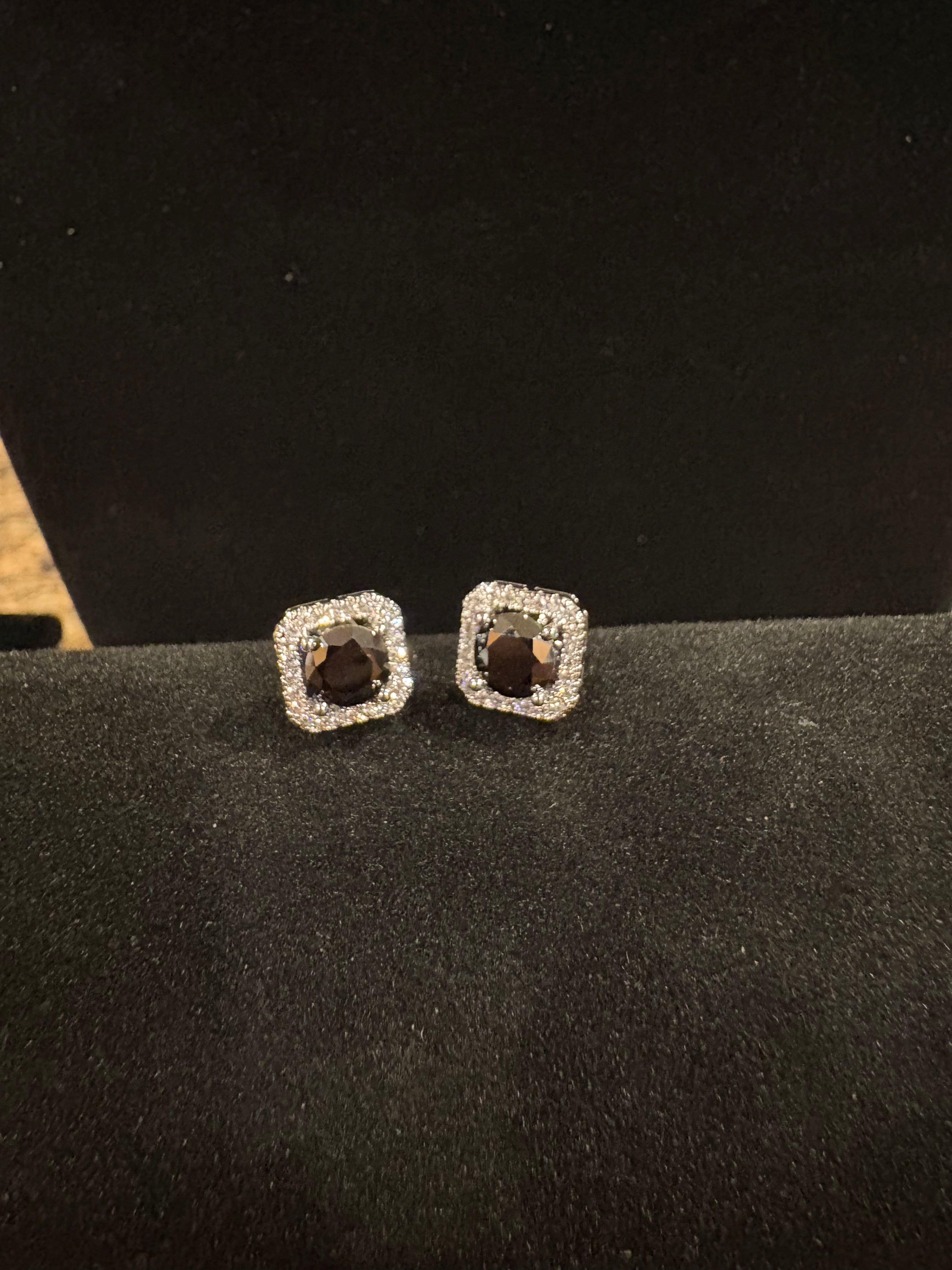 Midnight Halo Moissanite Stud Earrings