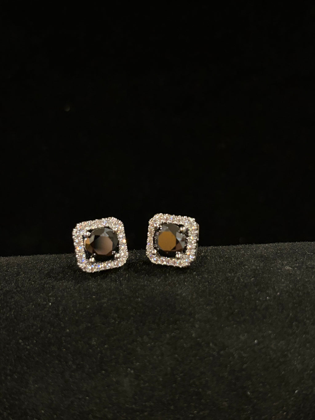 Midnight Halo Moissanite Stud Earrings