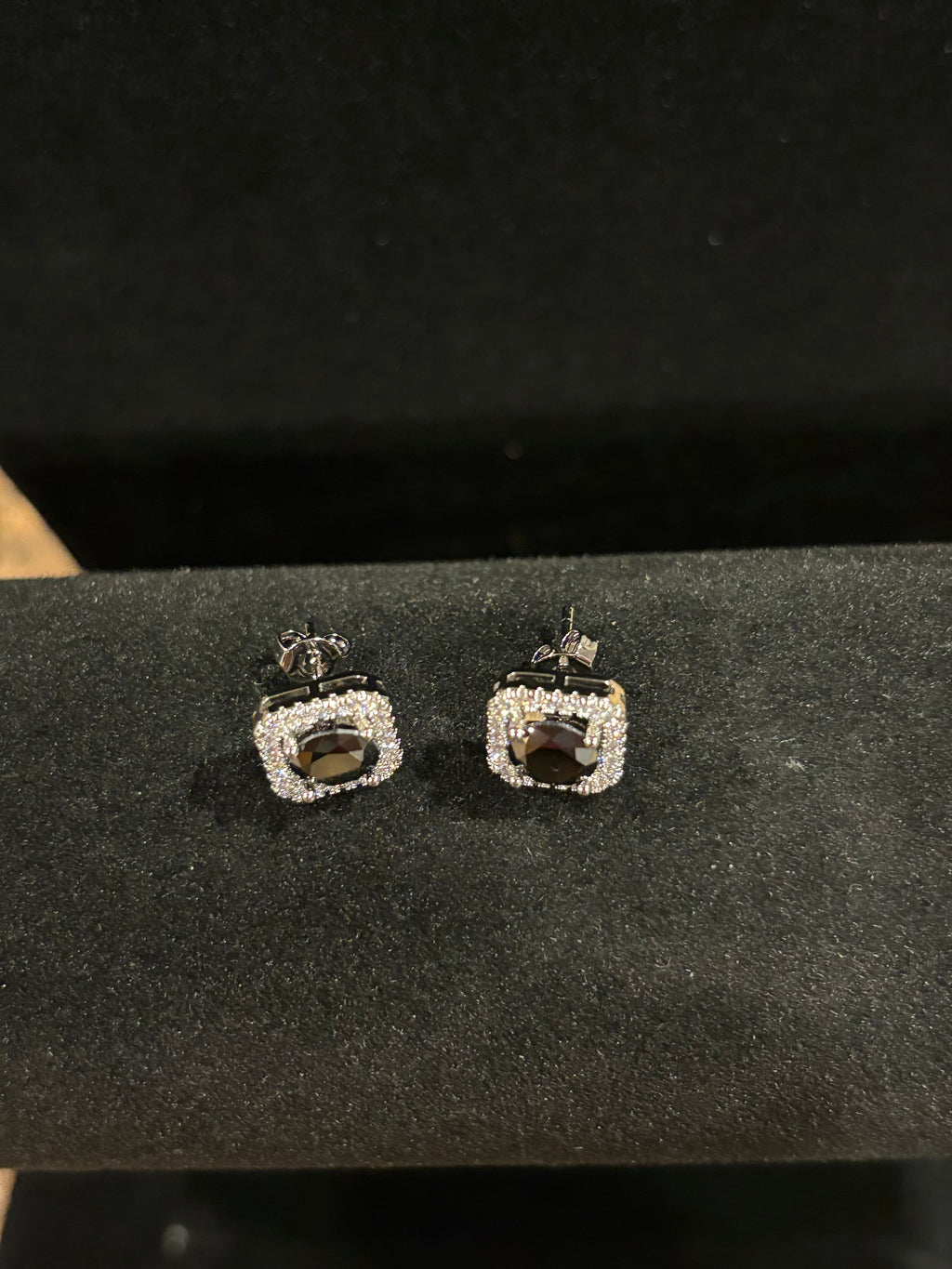 Midnight Halo Moissanite Stud Earrings