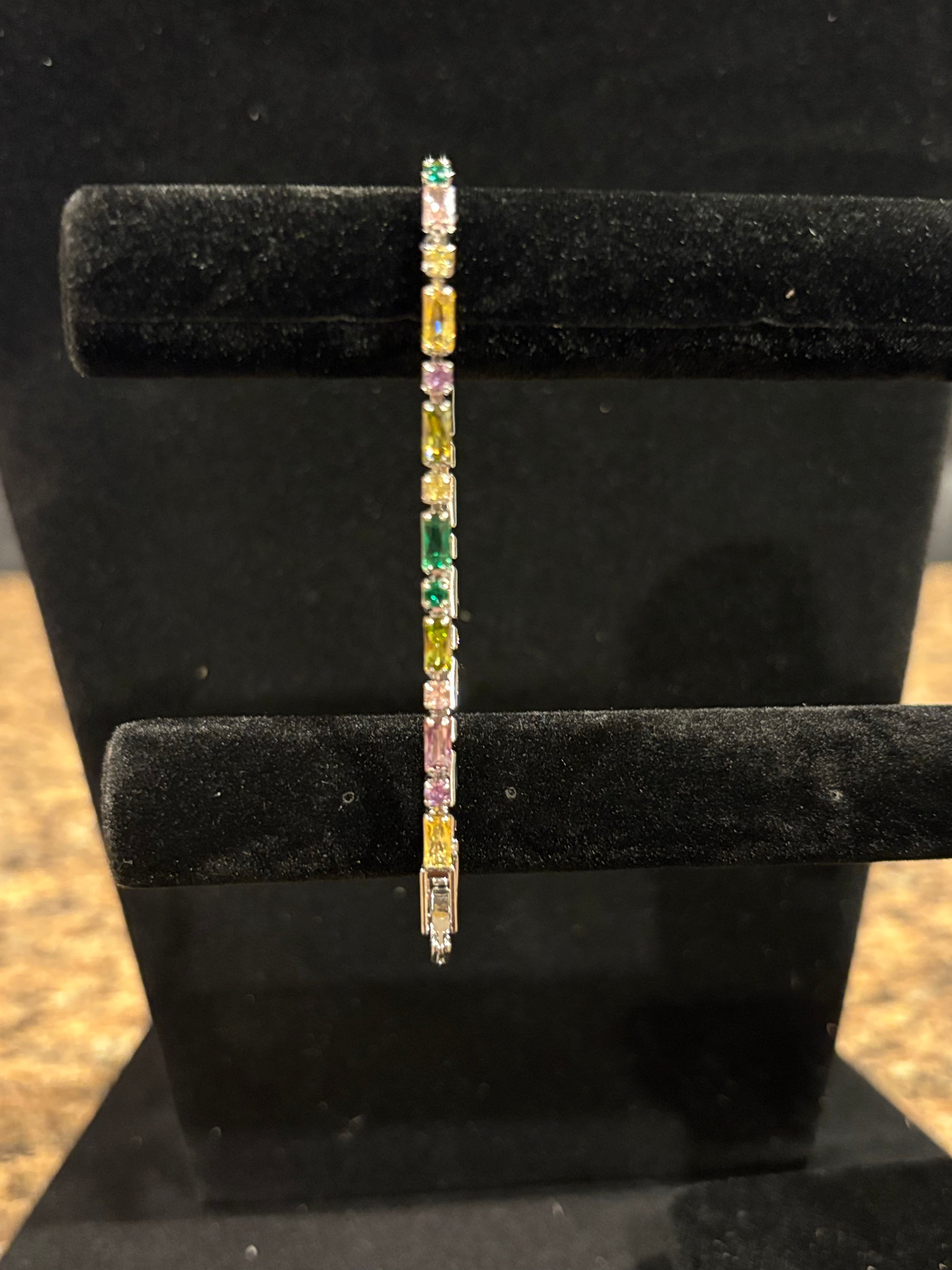 Rainbow Luxe Tennis Bracelet – Gold Plated | 6.5 Inches