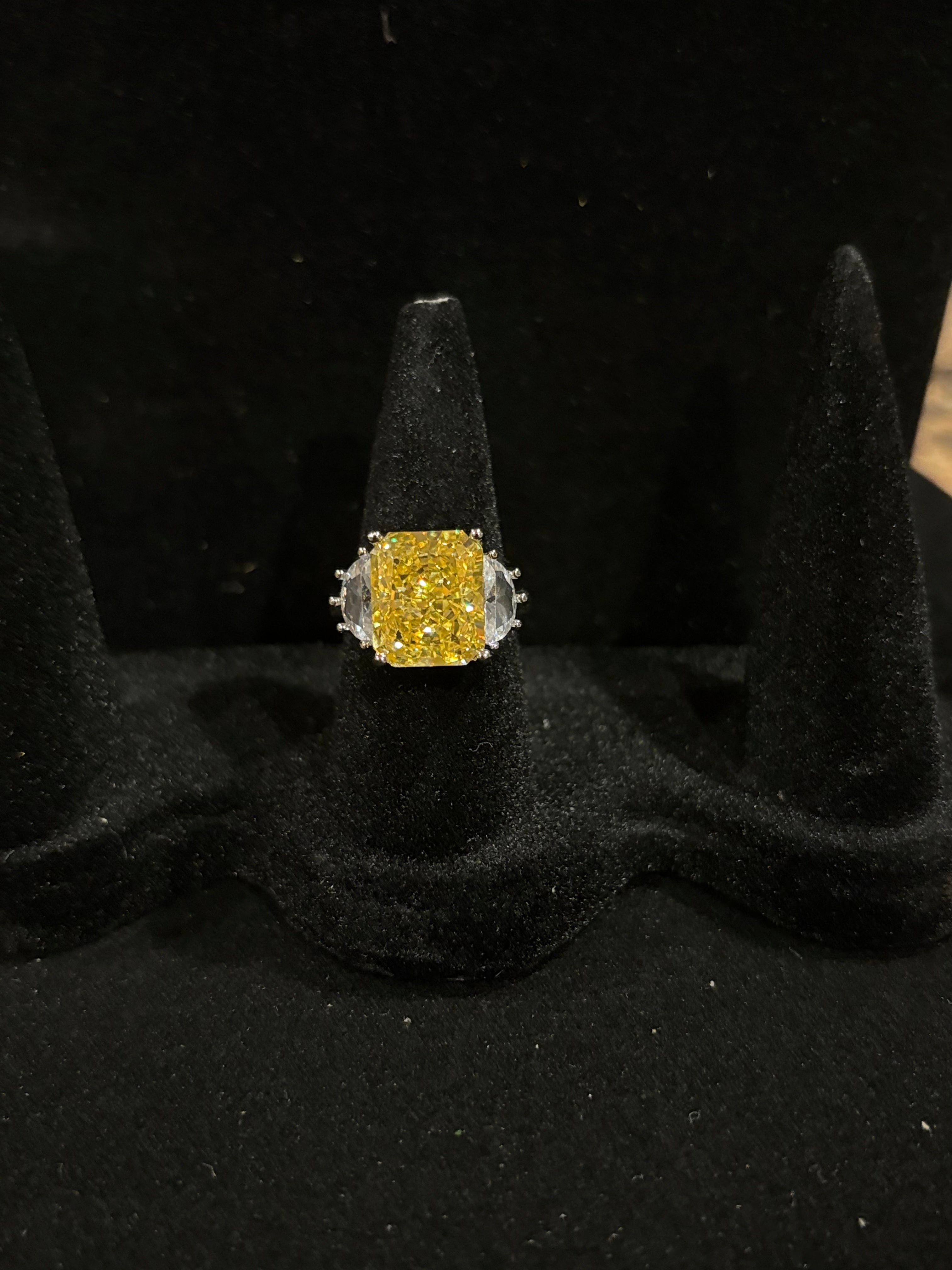 Canary Yellow Cushion-Cut Statement Ring