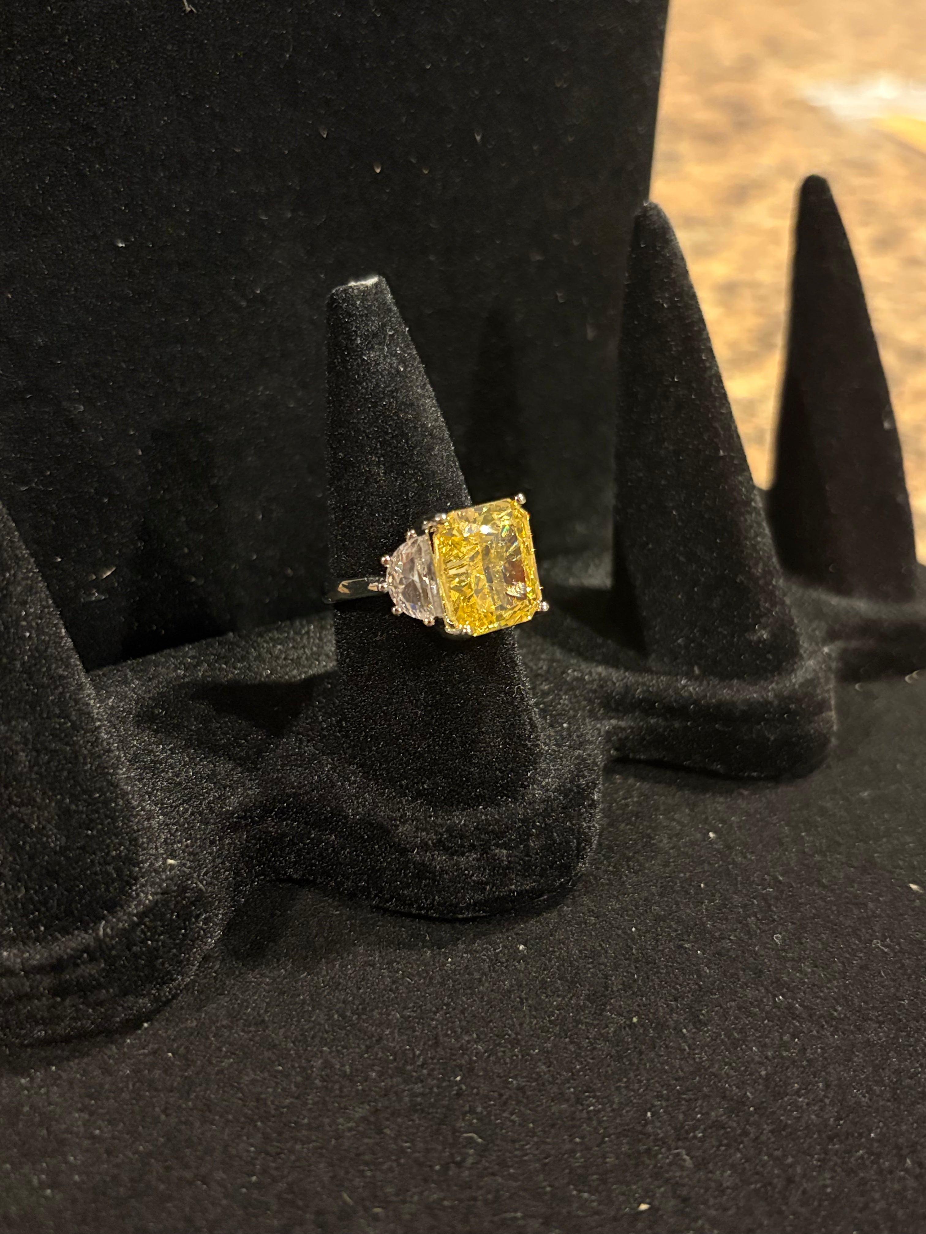 Canary Yellow Cushion-Cut Statement Ring