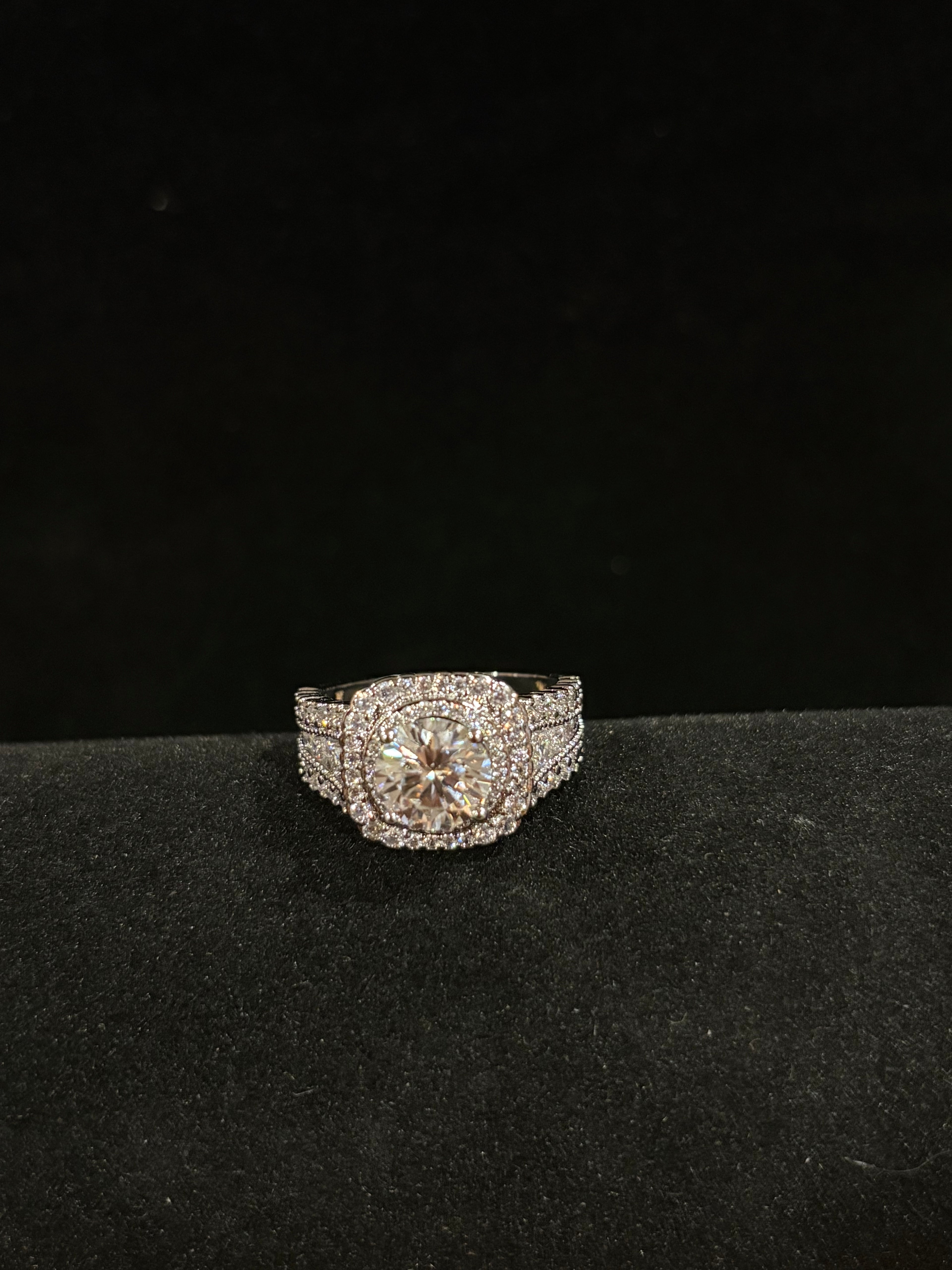 Elegant Cushion Halo Statement Ring
