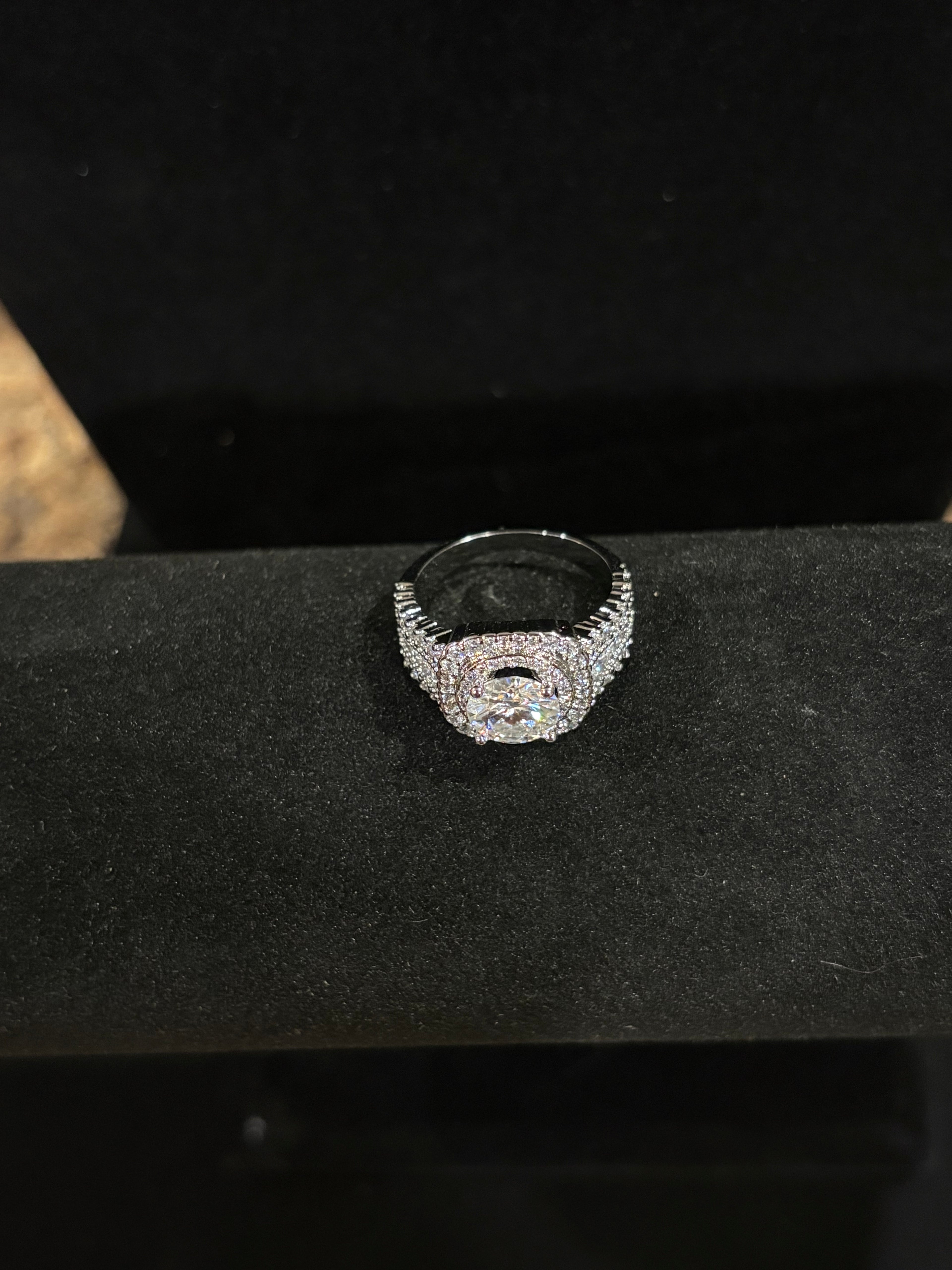 Elegant Cushion Halo Statement Ring