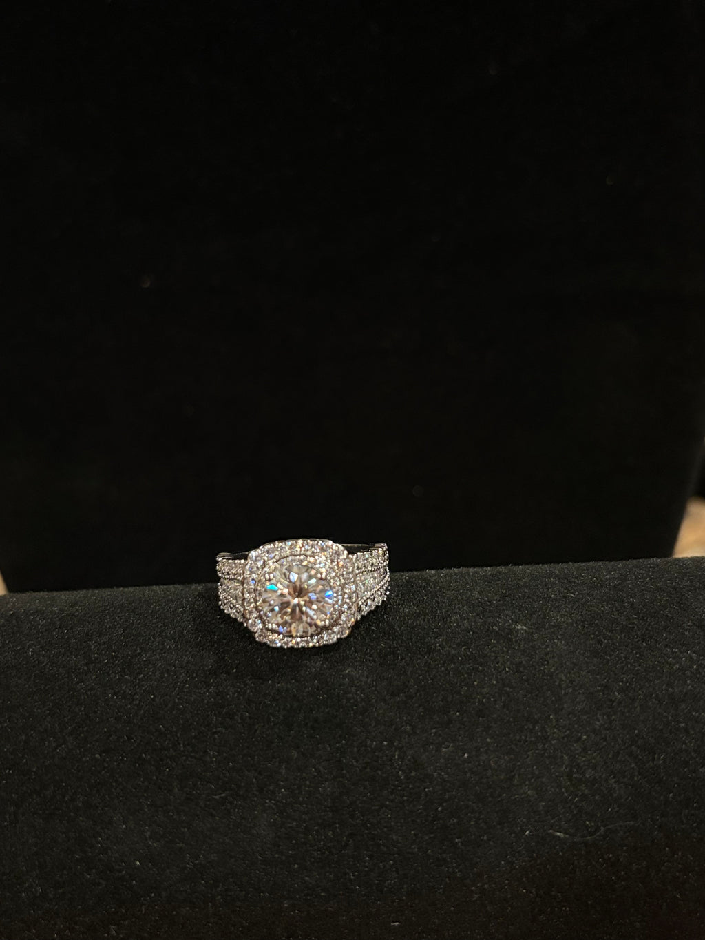 Elegant Cushion Halo Statement Ring