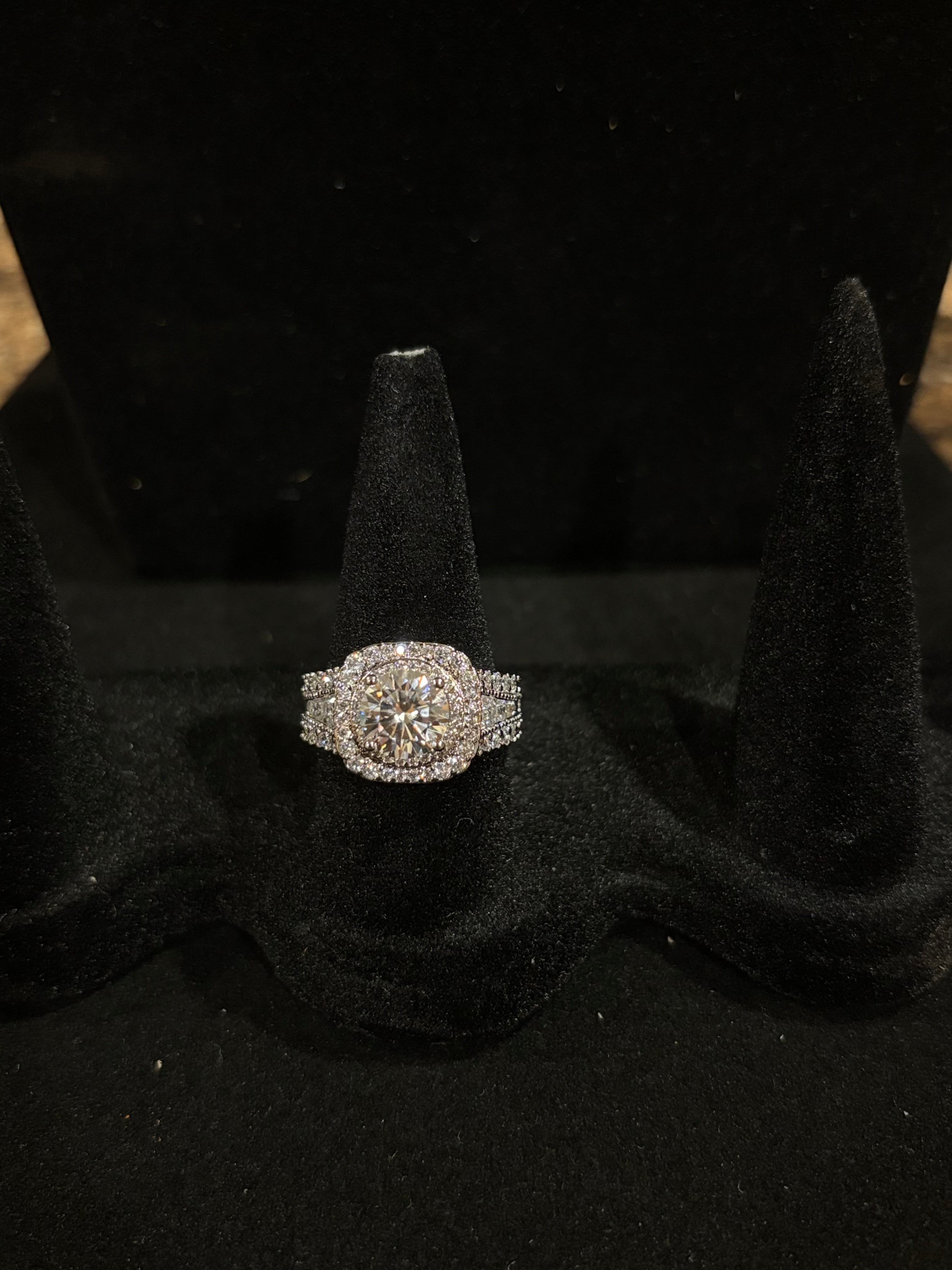 Elegant Cushion Halo Statement Ring